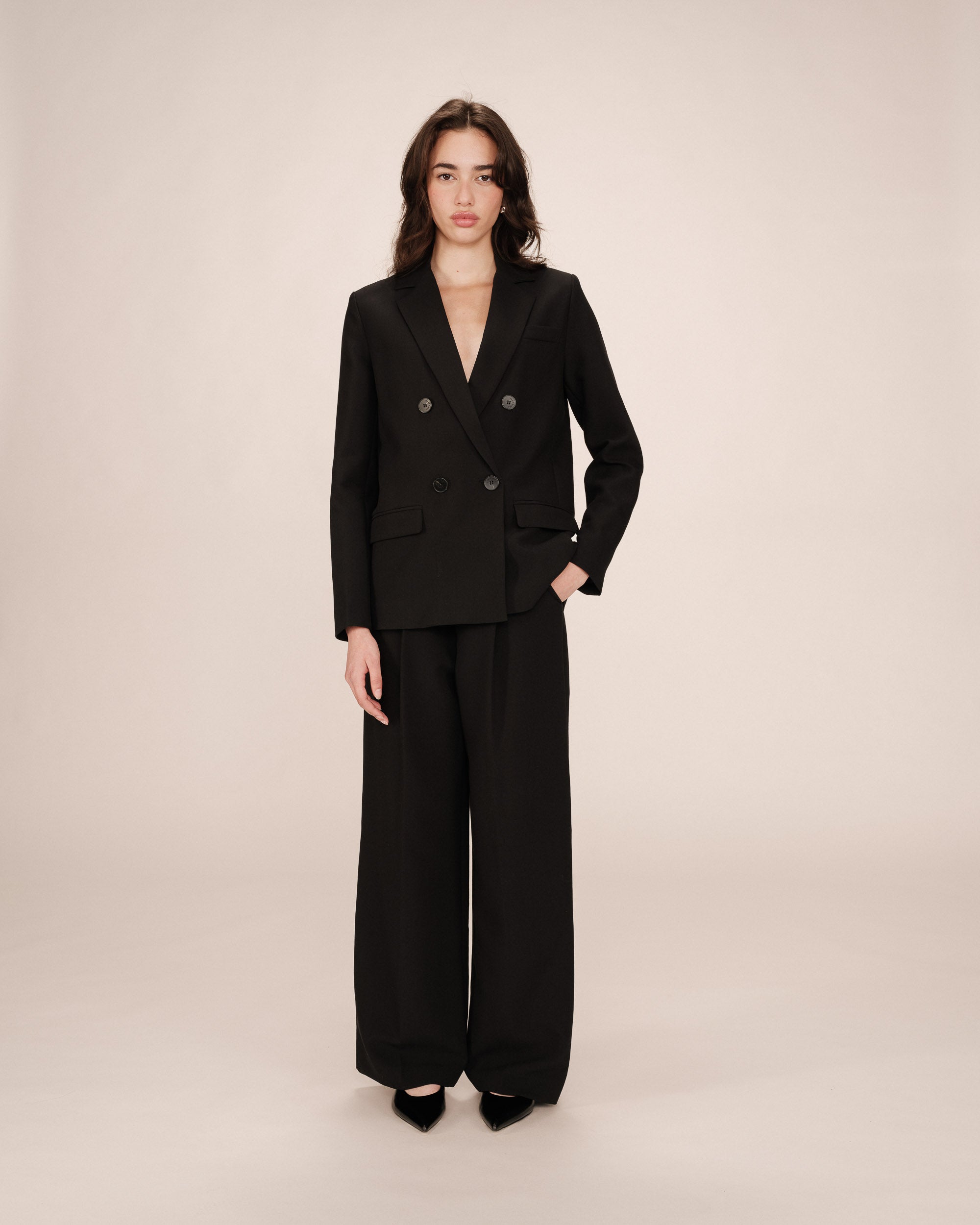 Straight Double-Breasted Black Sureau Blazer