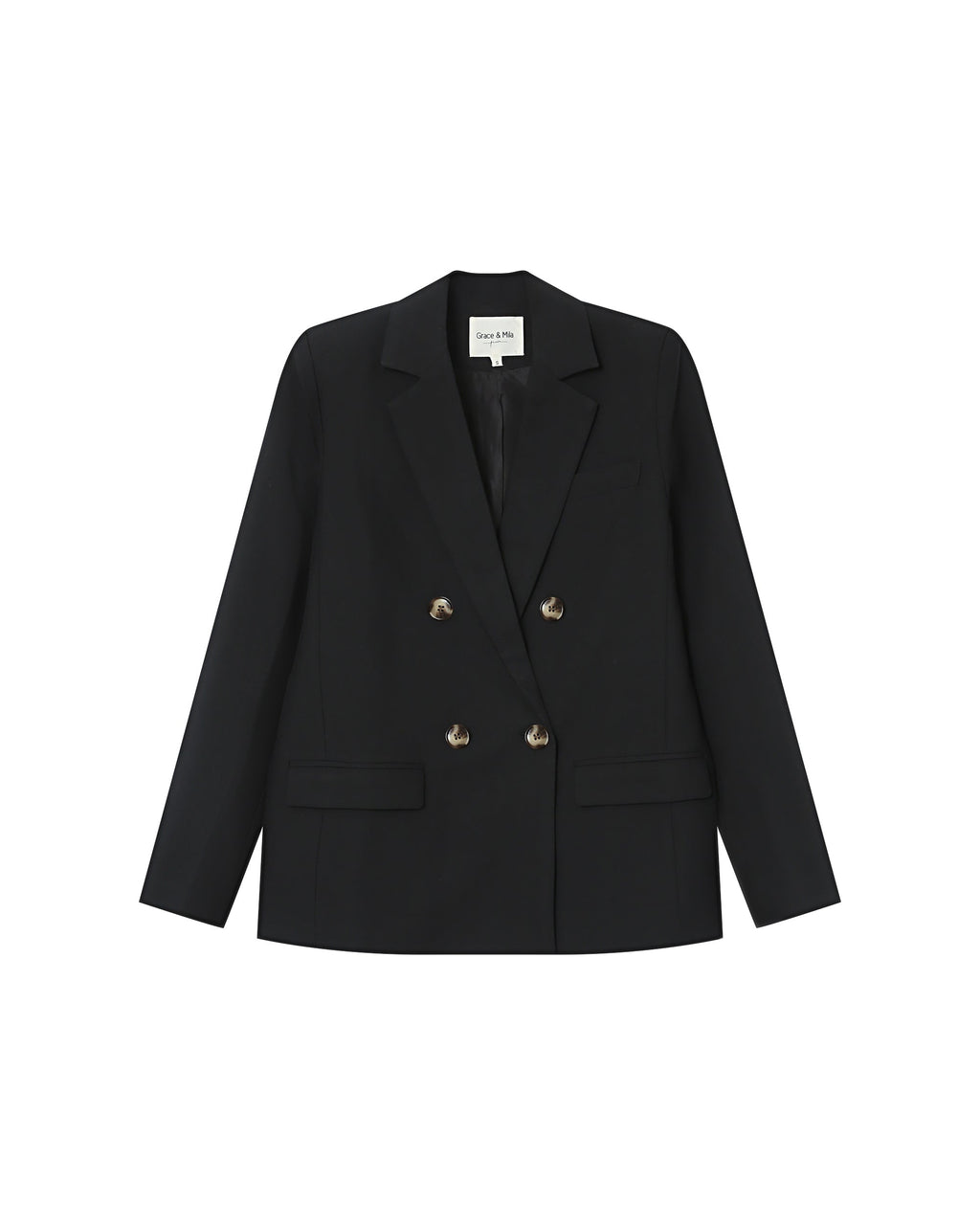 Straight Double-Breasted Black Sureau Blazer