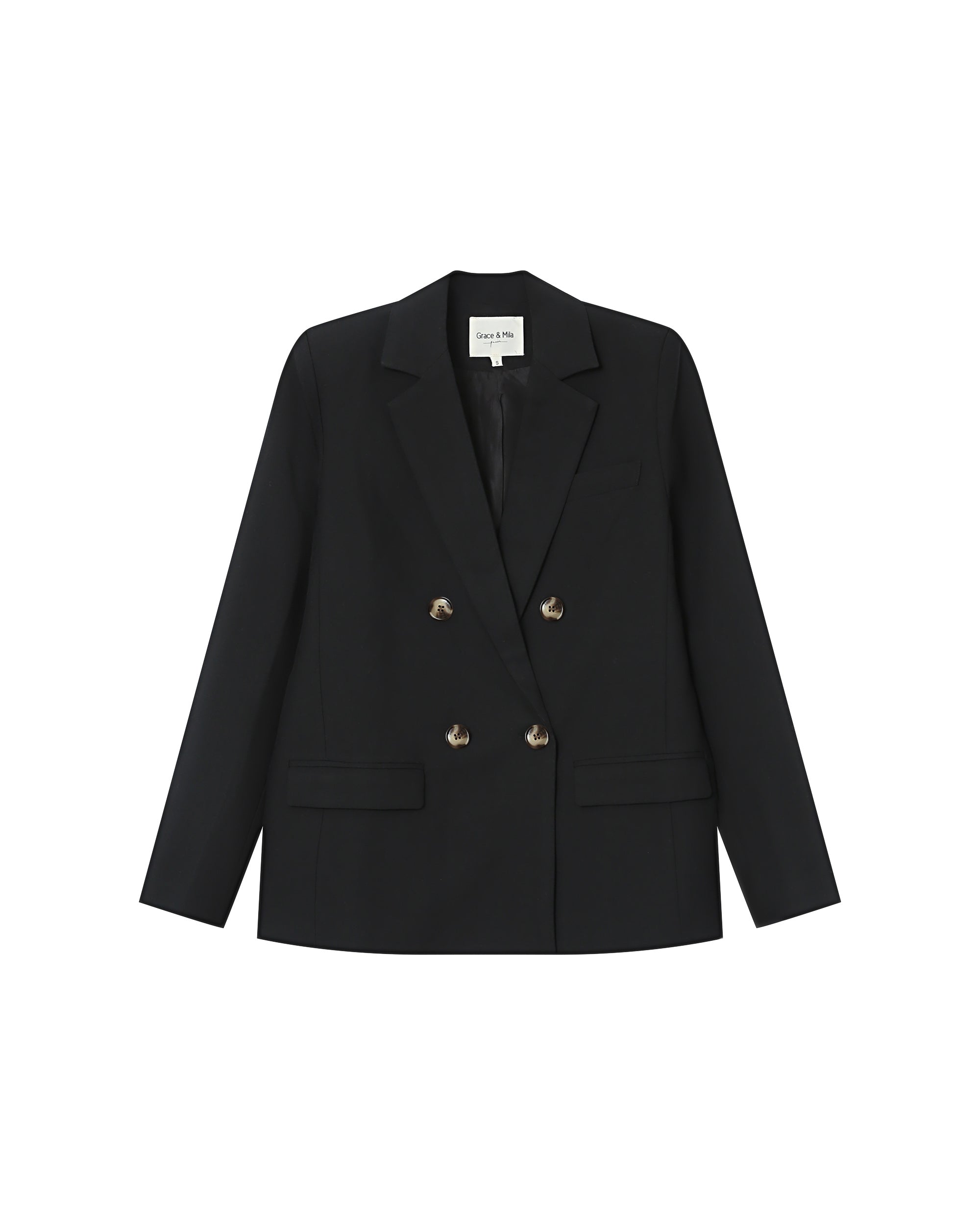 Straight Double-Breasted Black Sureau Blazer