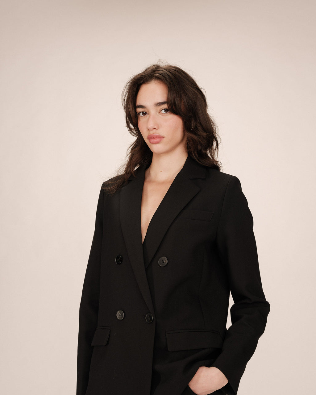 Straight Double-Breasted Black Sureau Blazer