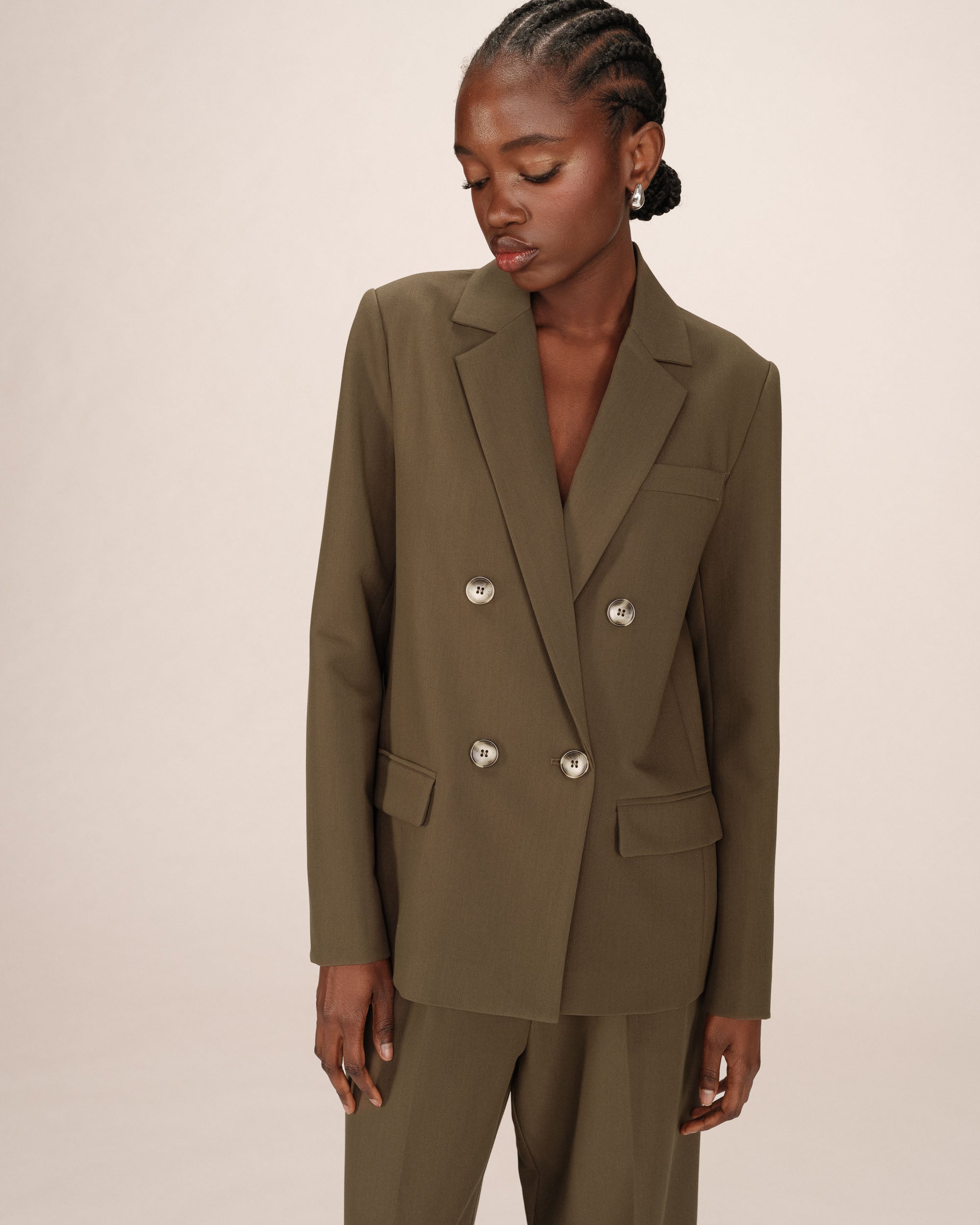 Blazer Croise Droit Vert Foret Sureau