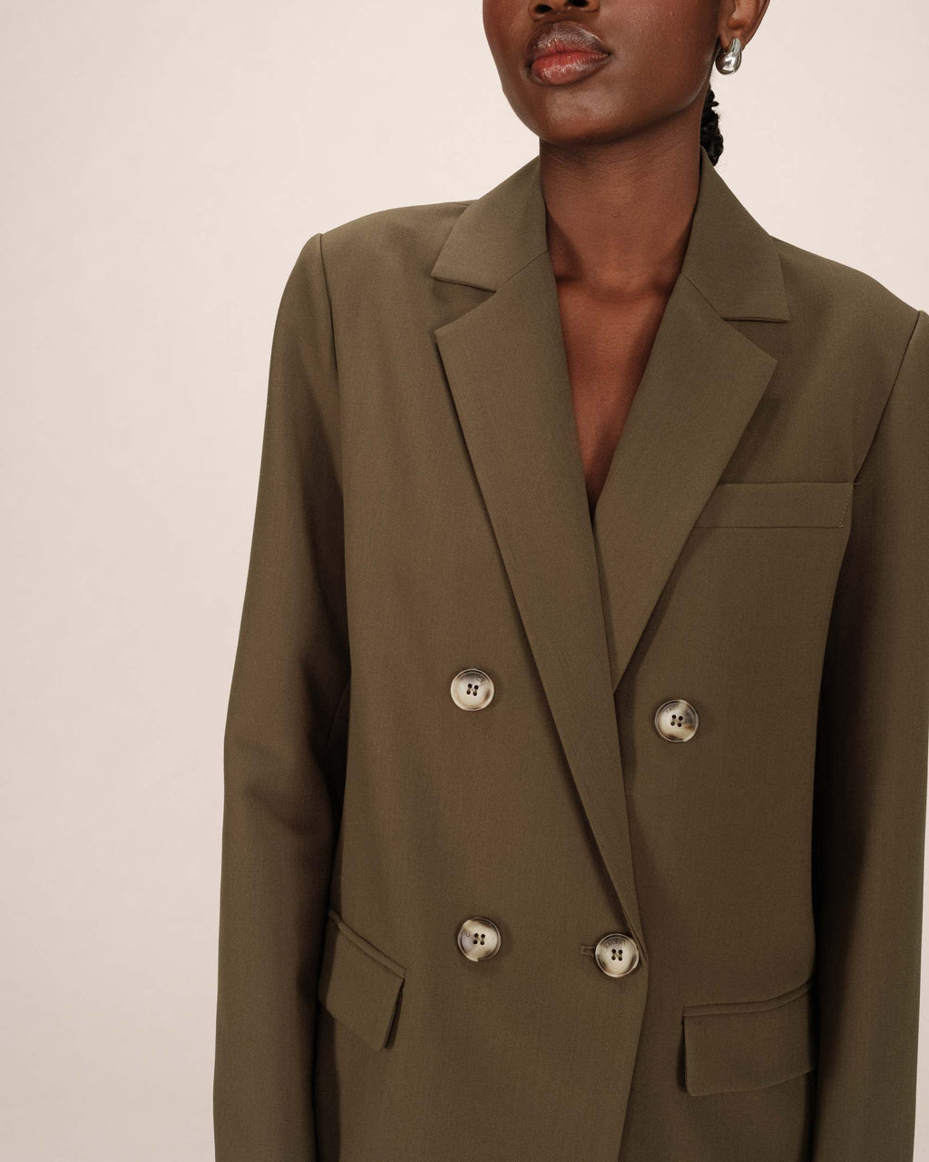 Blazer Croise Droit Vert Foret Sureau