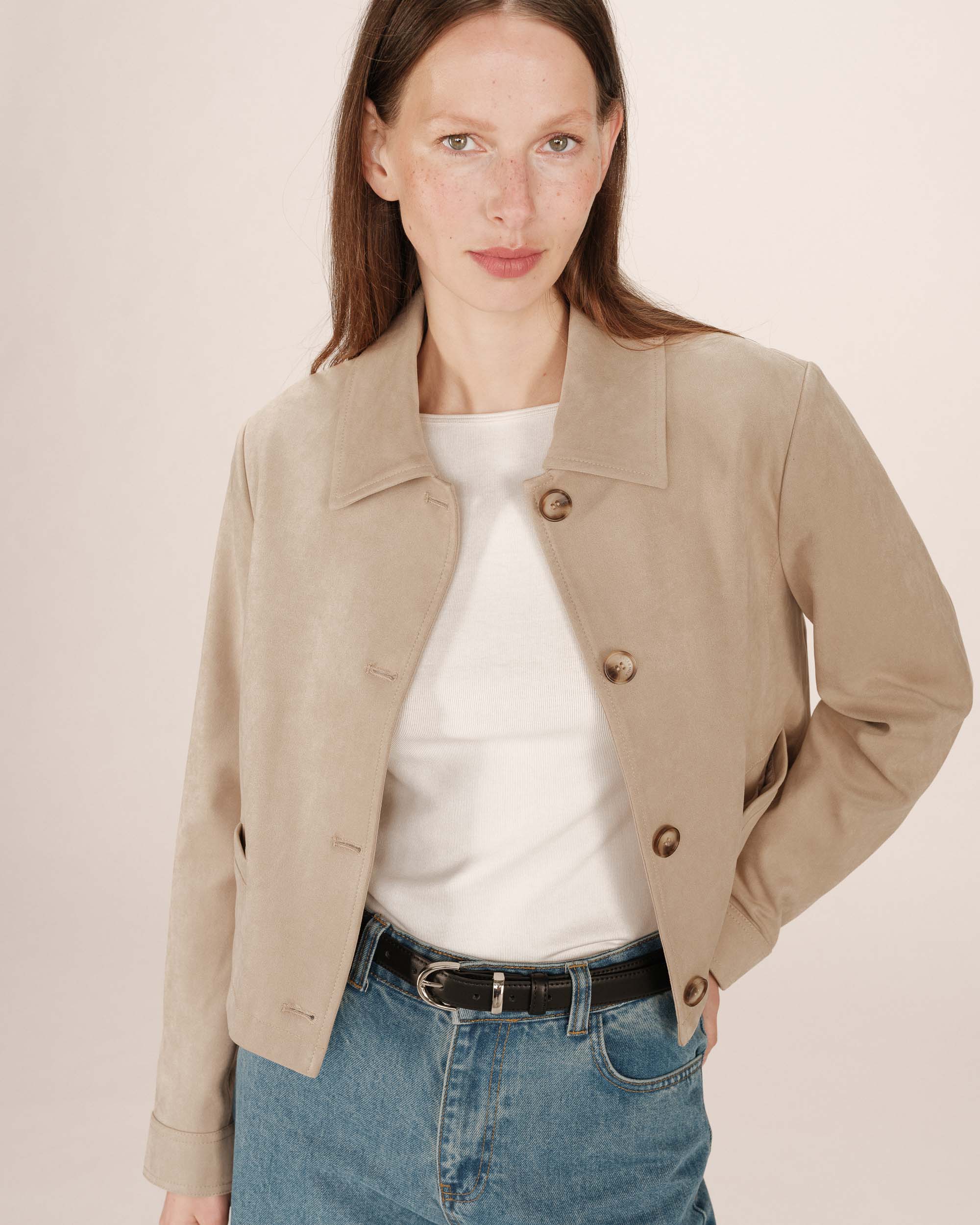 Greige Suedette Jacket Sullivan