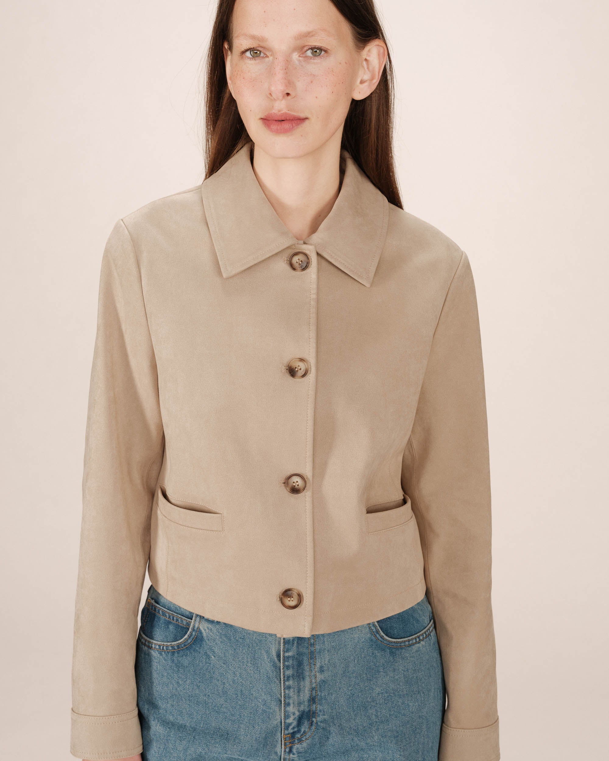 Greige Suedette Jacket Sullivan