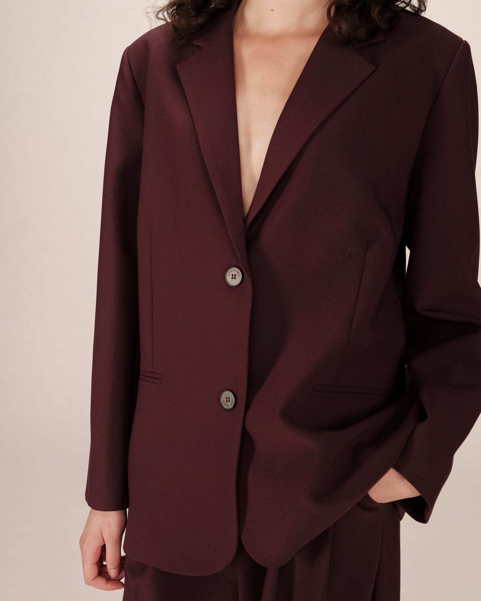 Blazer Large Droit Bordeaux Strong