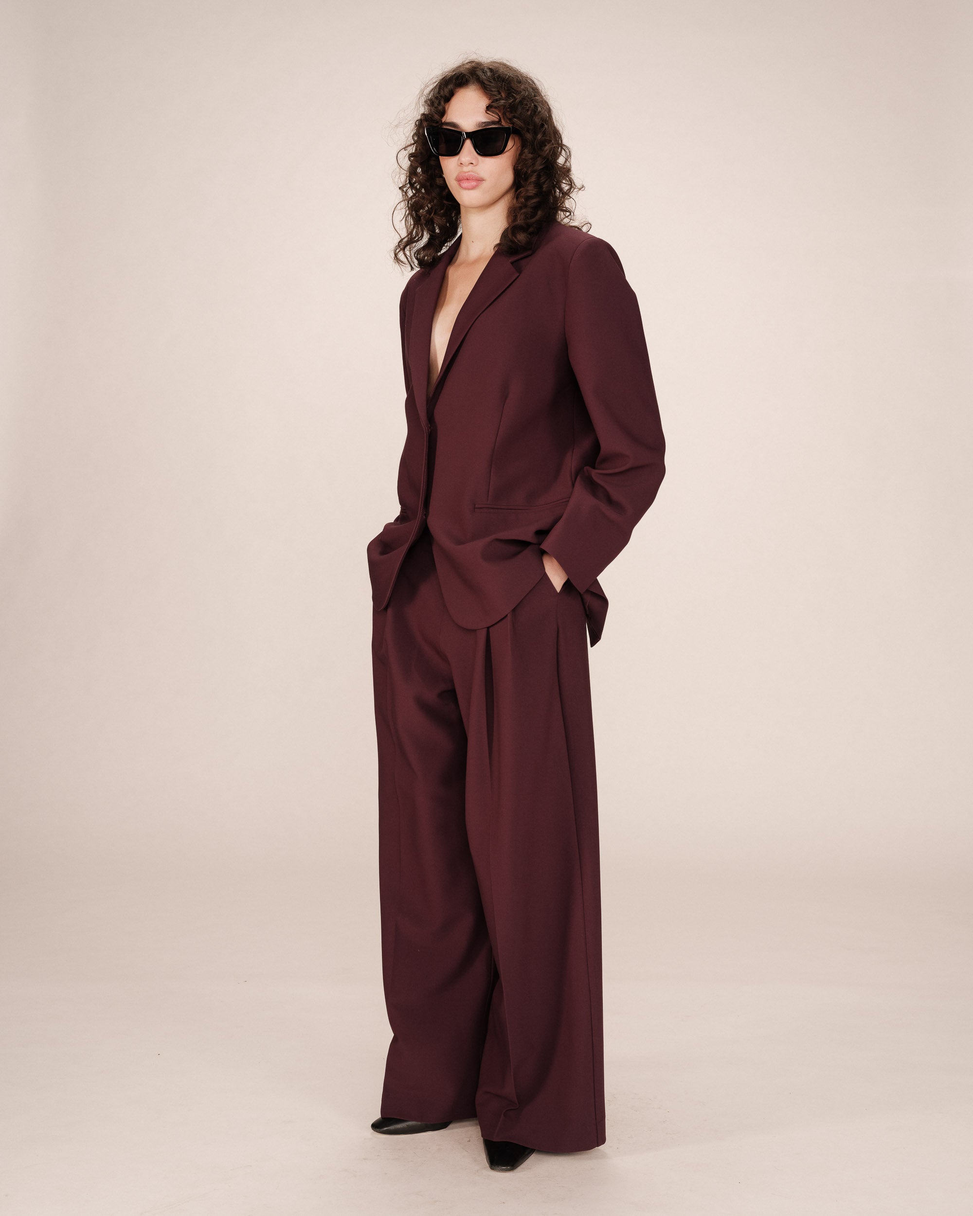 Blazer Large Droit Bordeaux Strong
