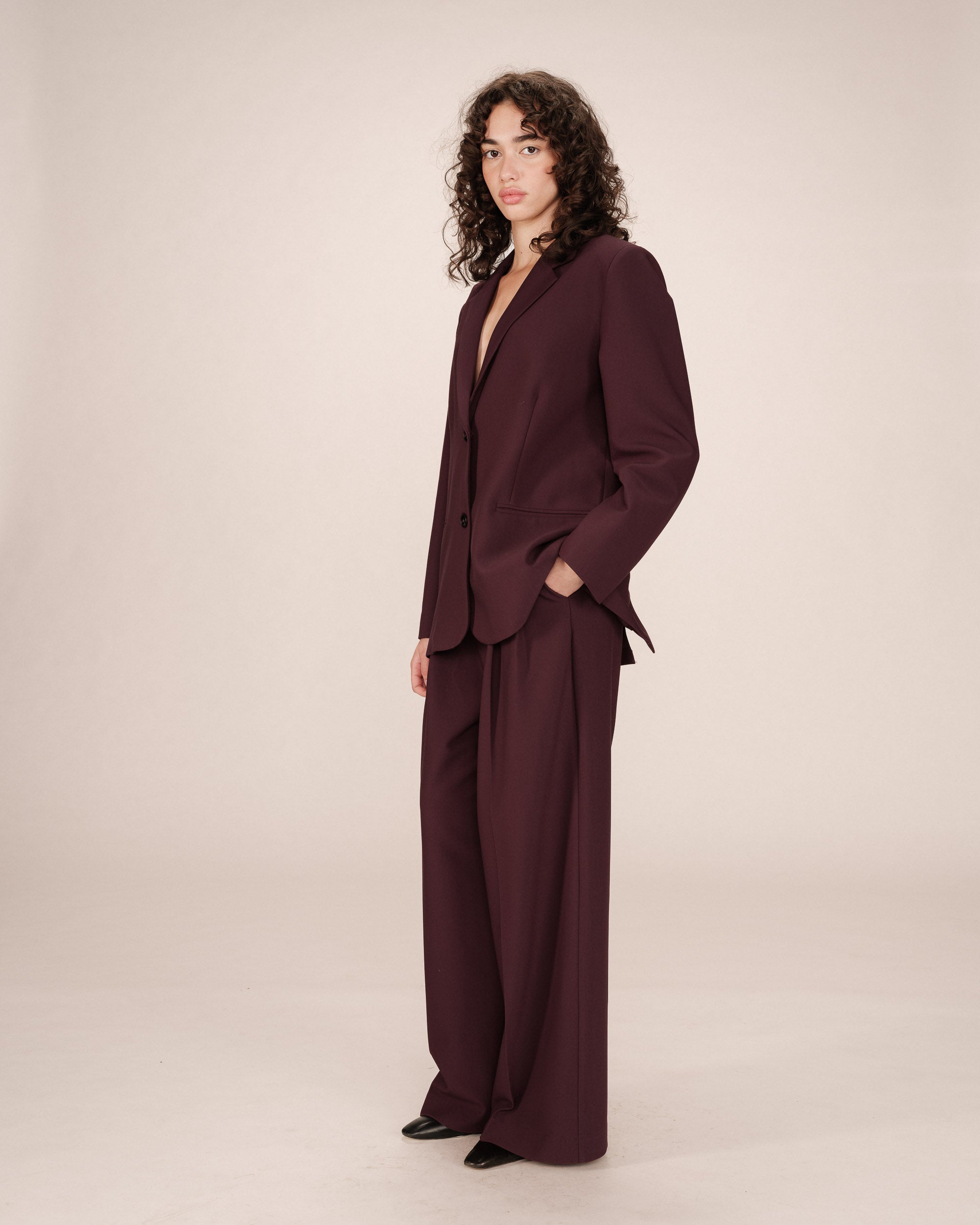 Blazer Large Droit Bordeaux Strong