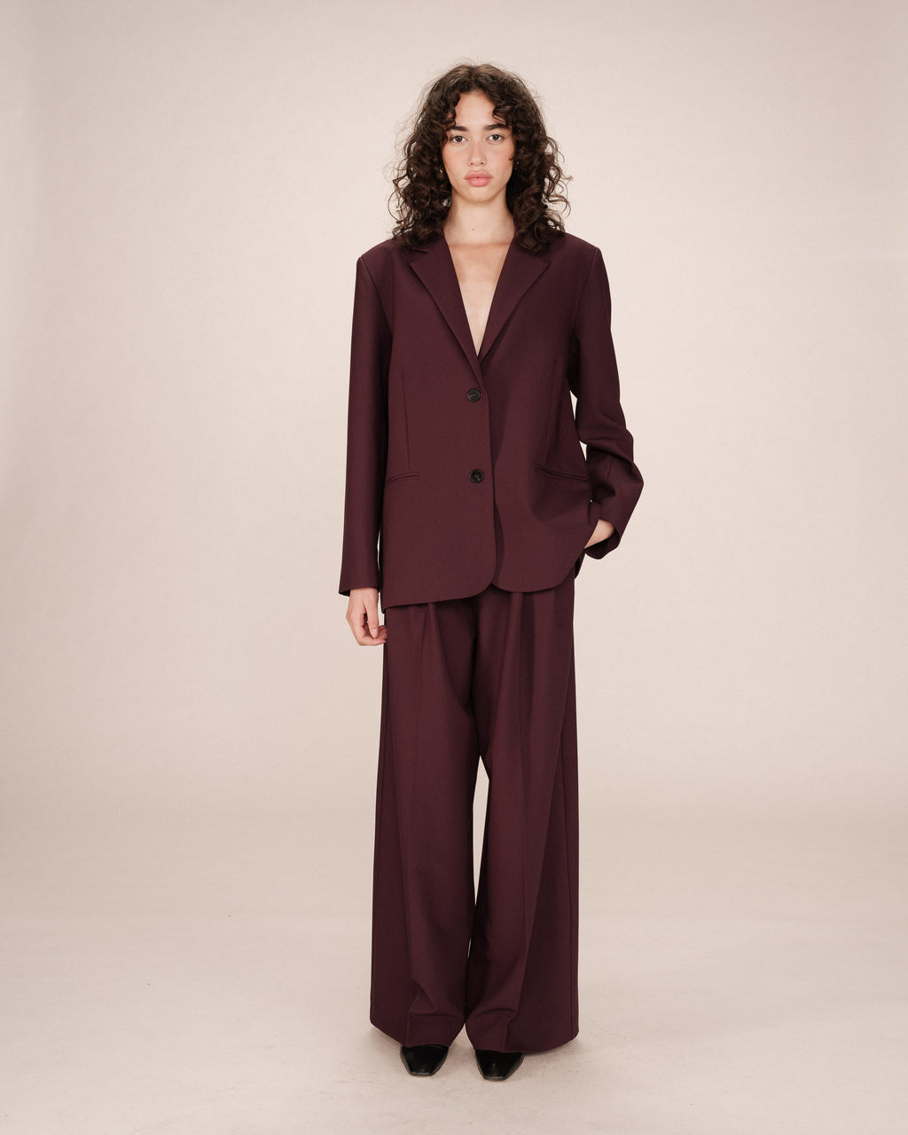 Blazer Large Droit Bordeaux Strong