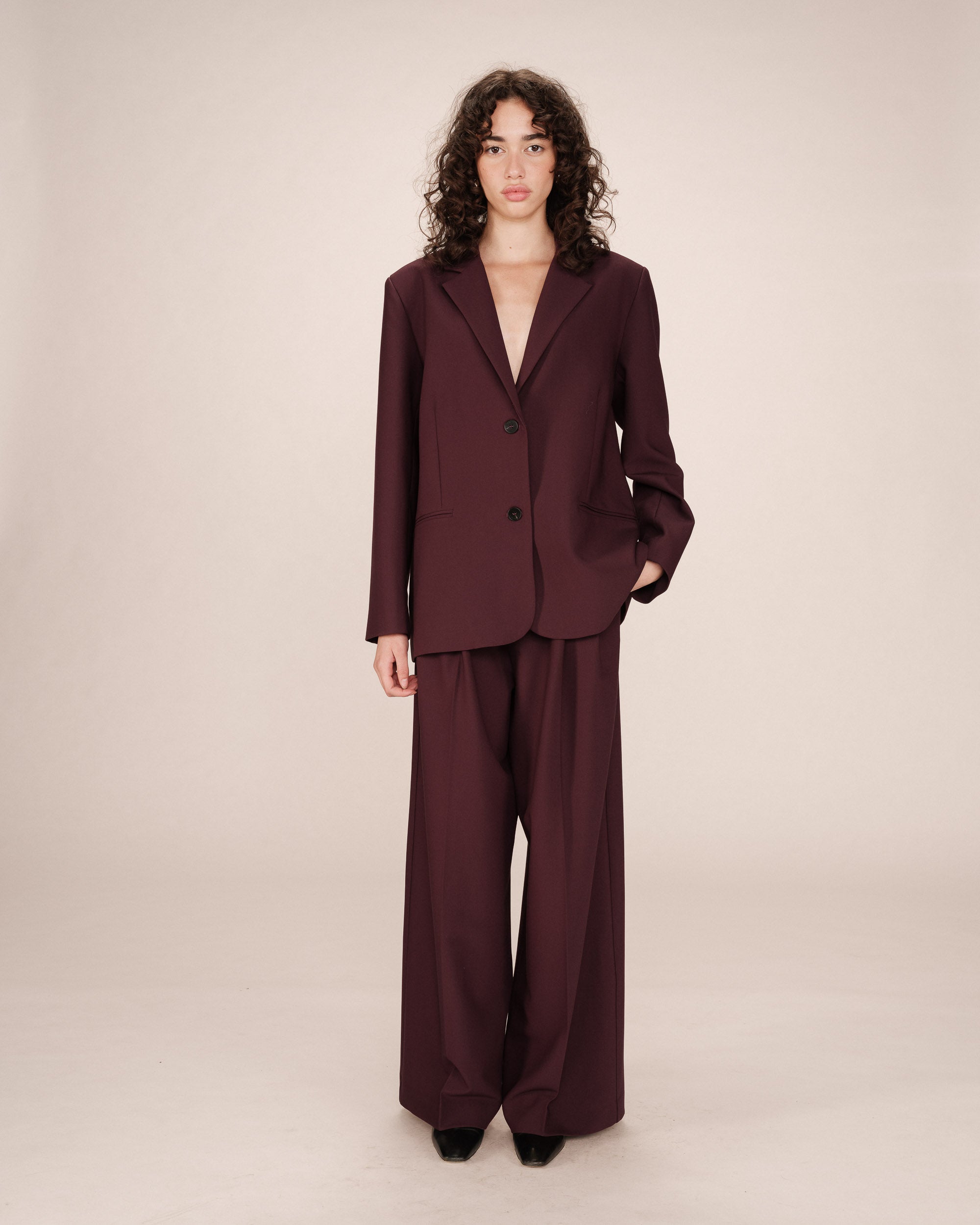 Blazer Large Droit Bordeaux Strong