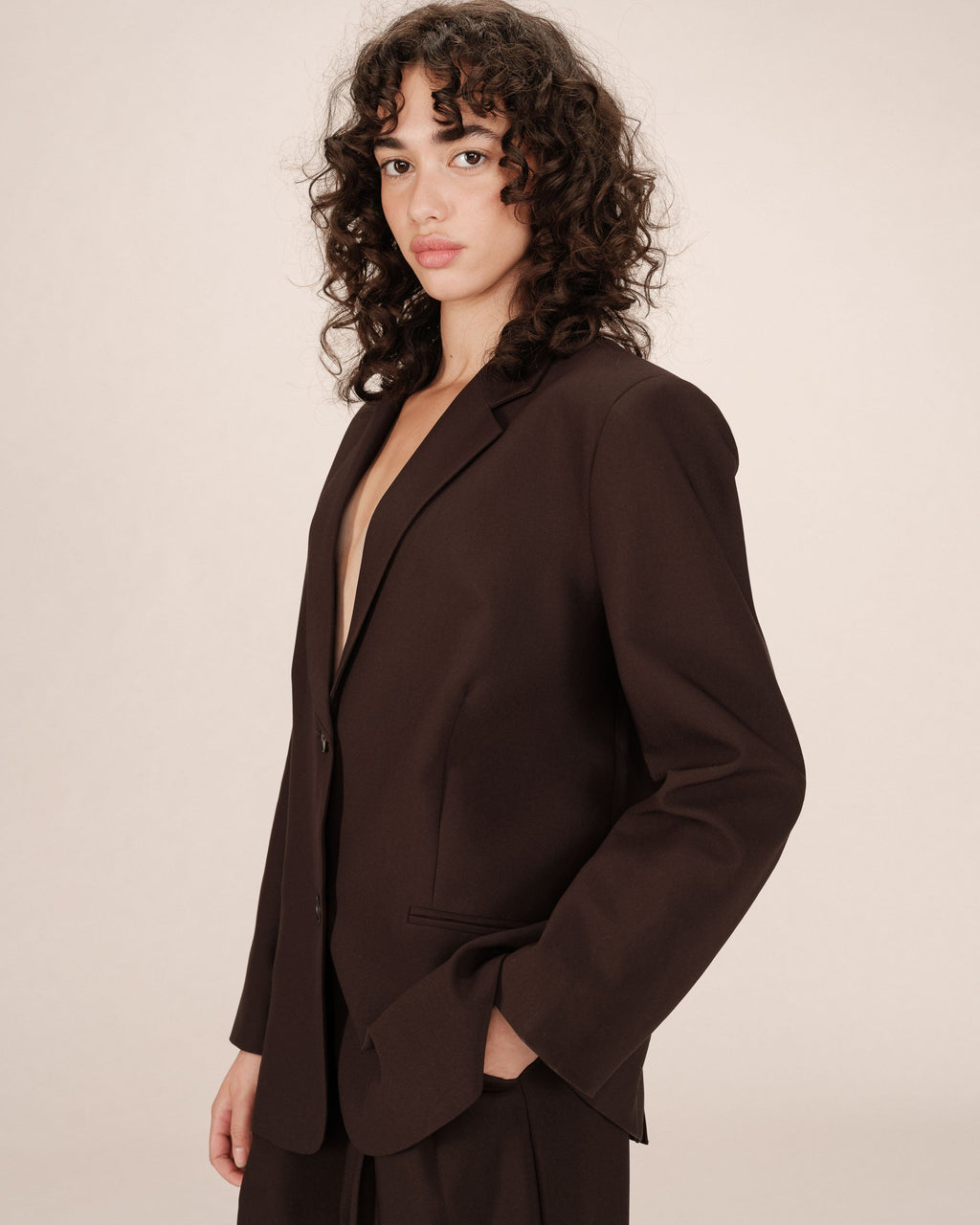 Blazer Large Droit Chocolat Strong
