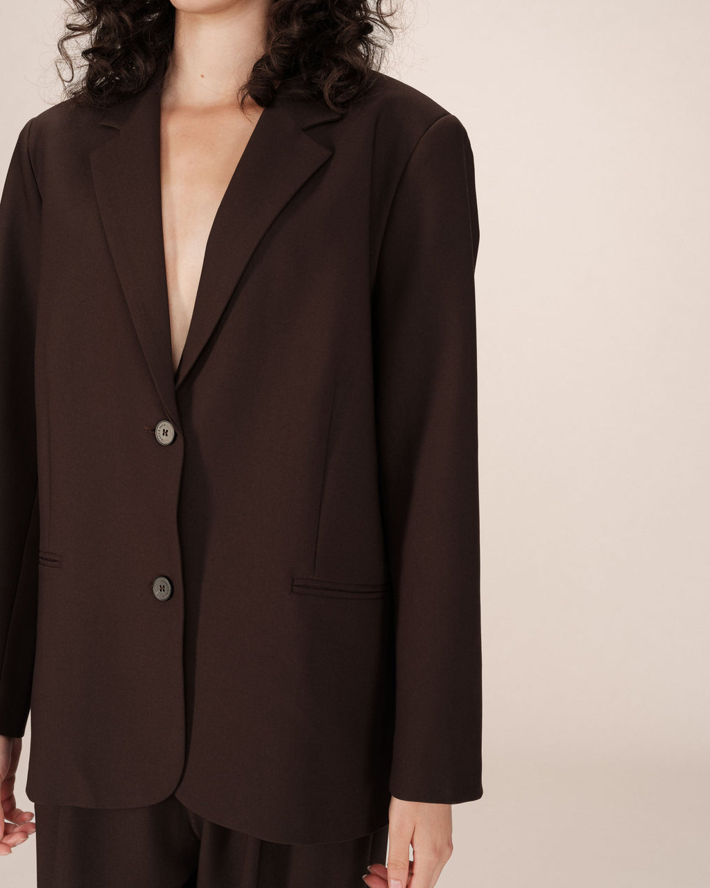 Blazer Large Droit Chocolat Strong