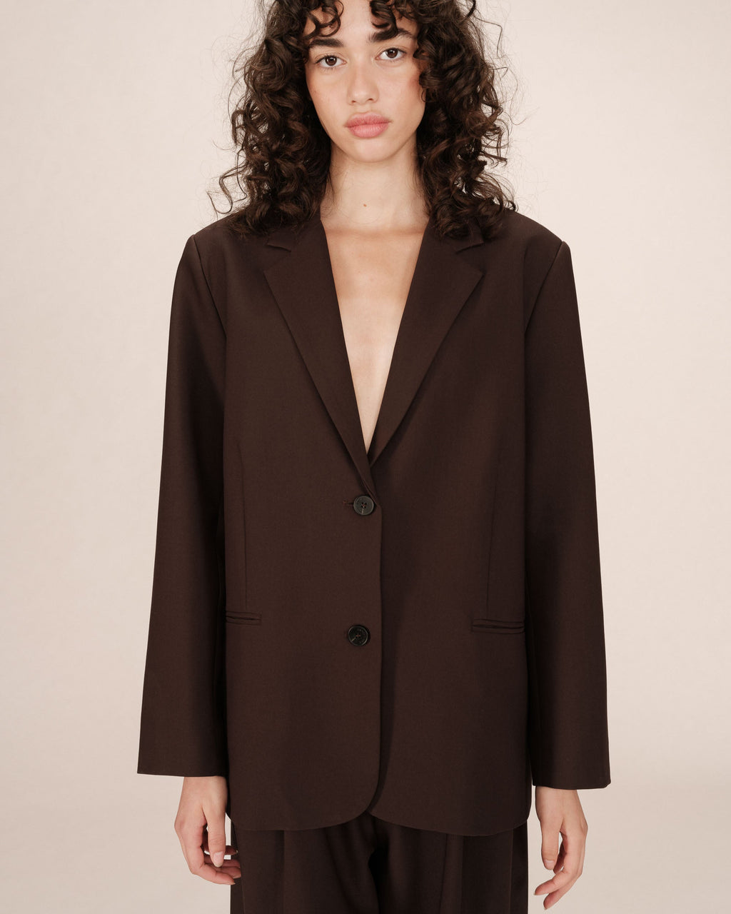 Blazer Large Droit Chocolat Strong