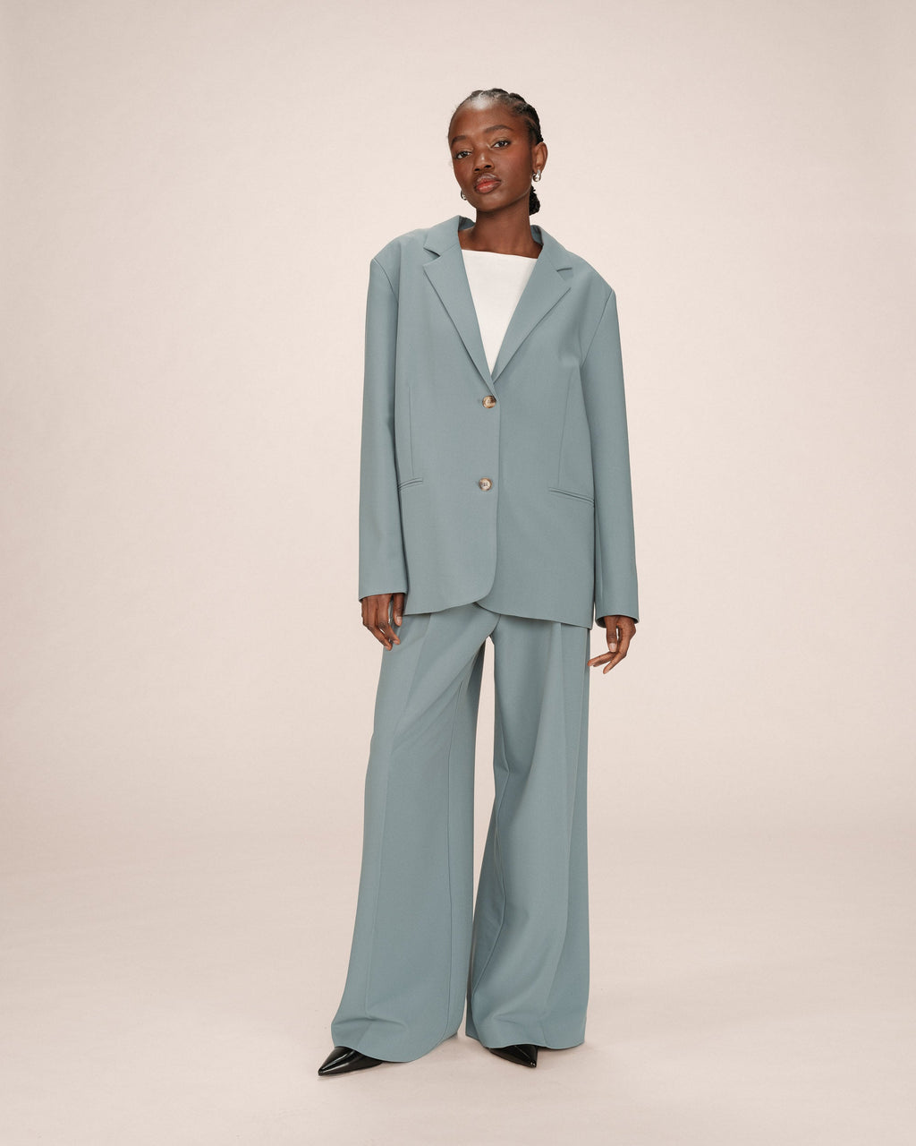 Blazer Large Droit Sauge Strong