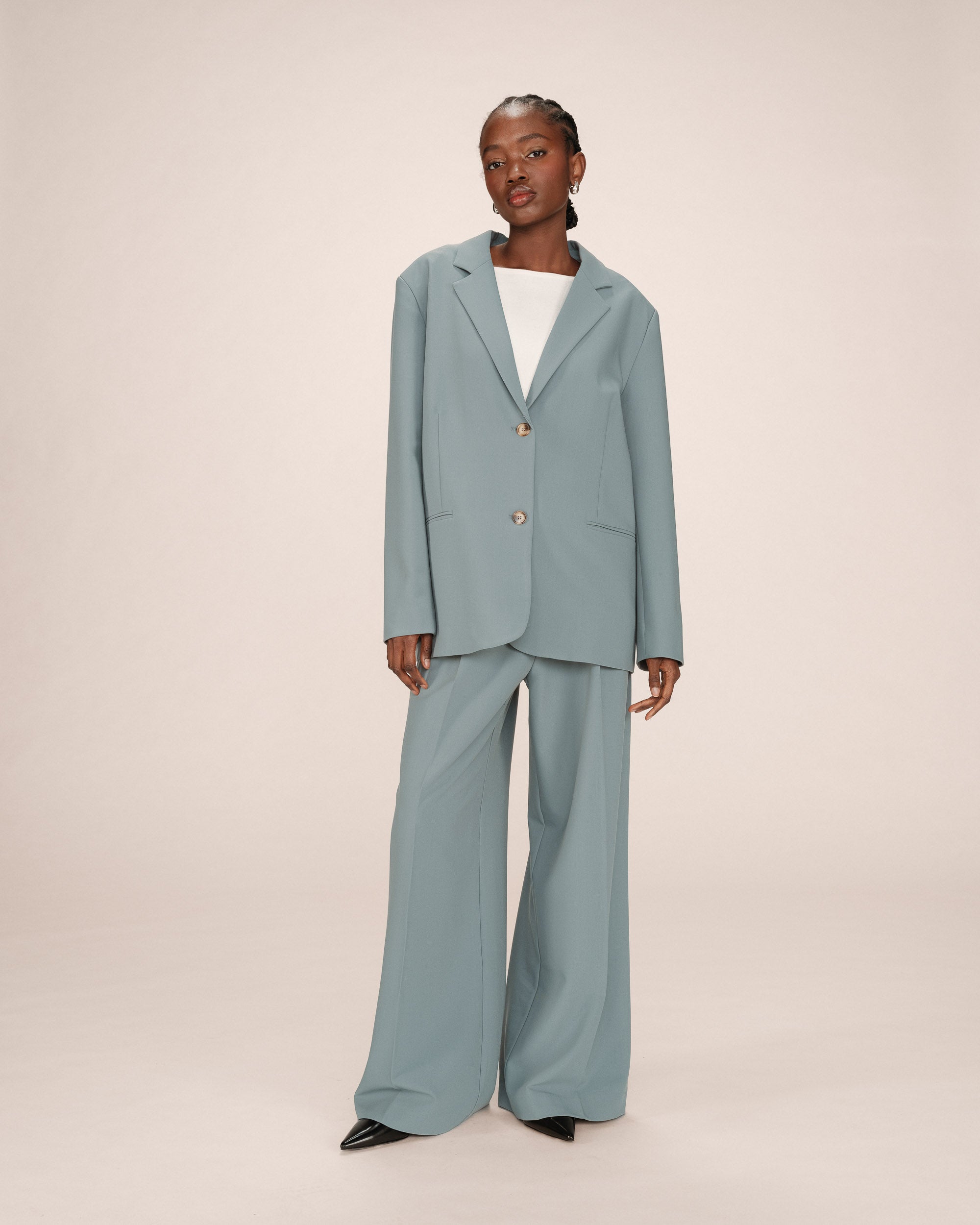 Blazer Large Droit Sauge Strong