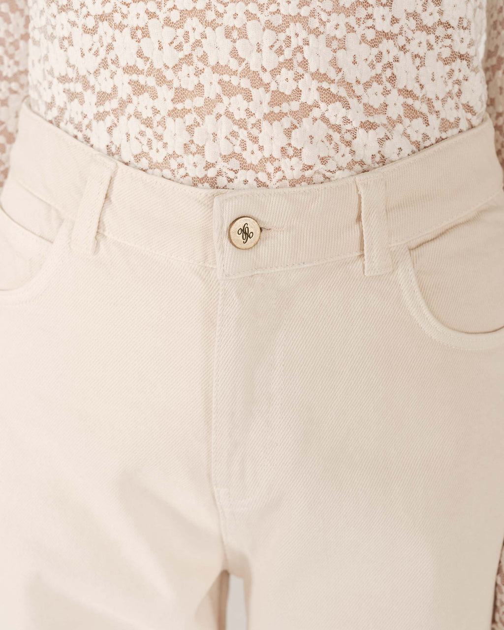 Beige Wide-Leg Jeans James