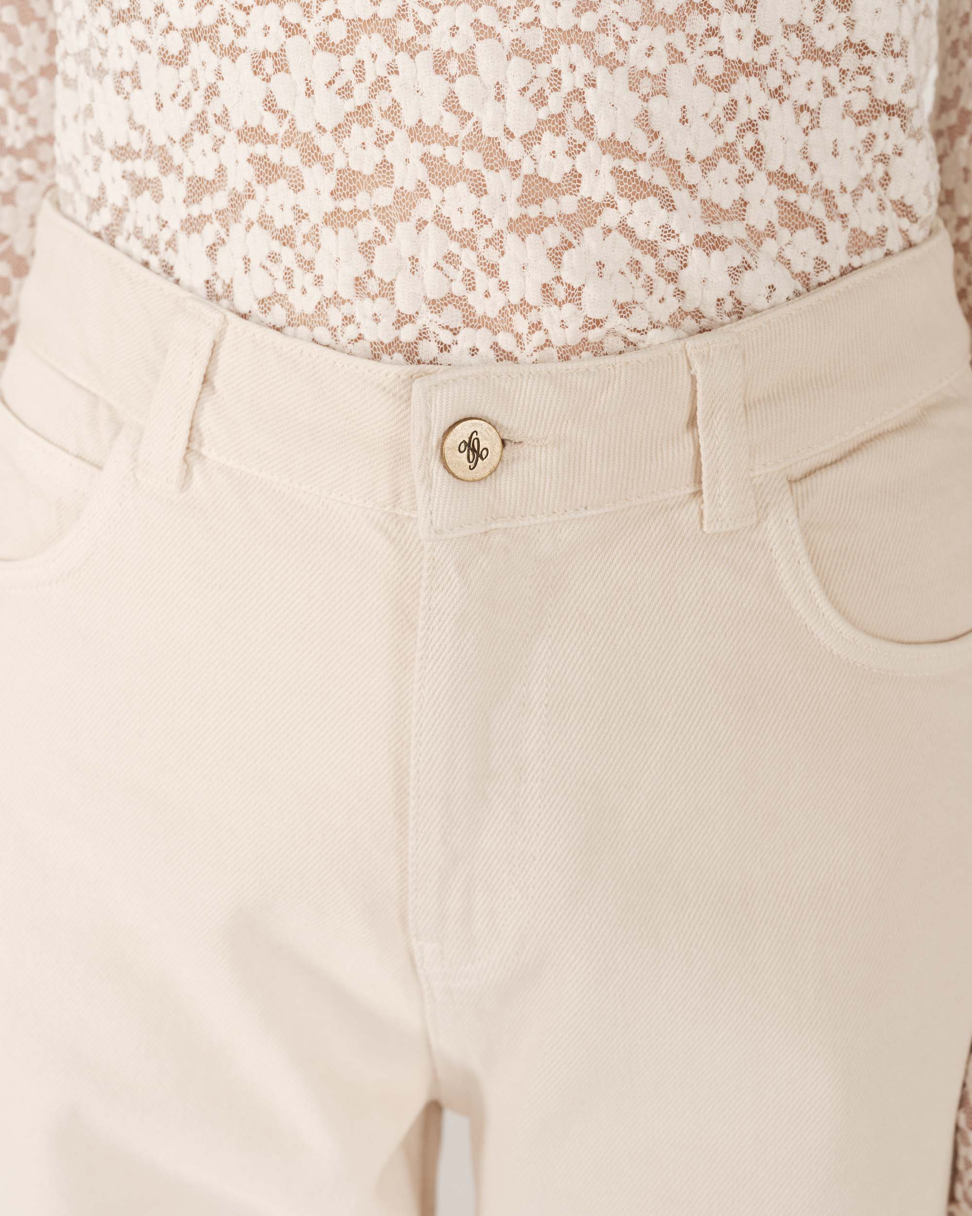Beige Wide-Leg Jeans James