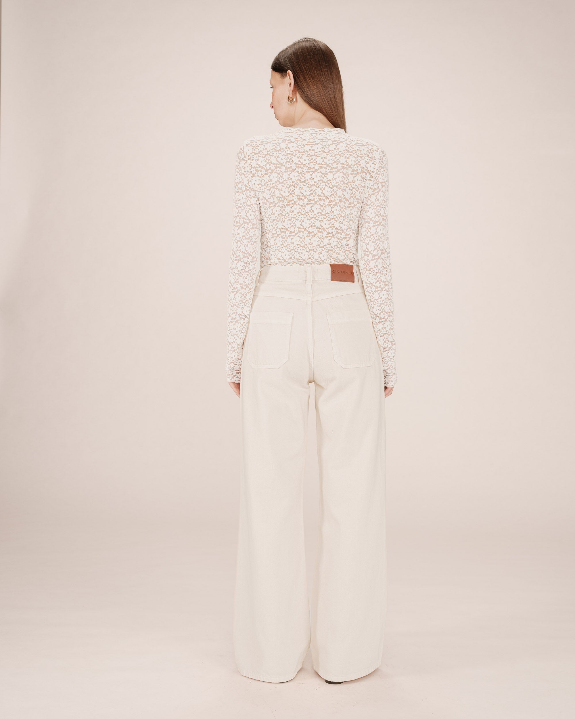 Beige Wide-Leg Jeans James