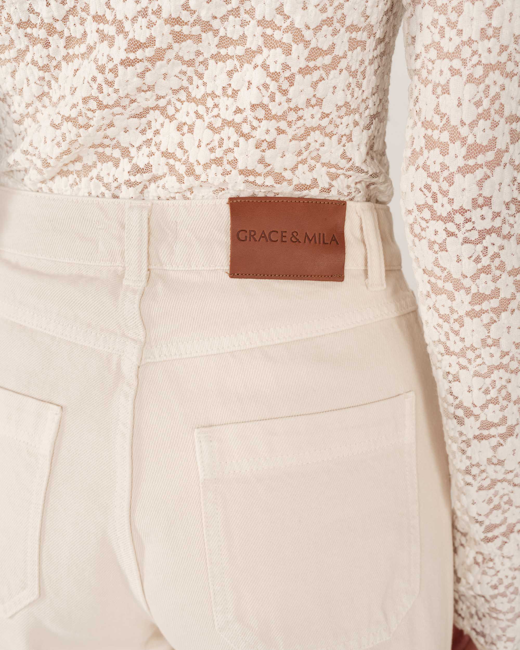 Beige Wide-Leg Jeans James
