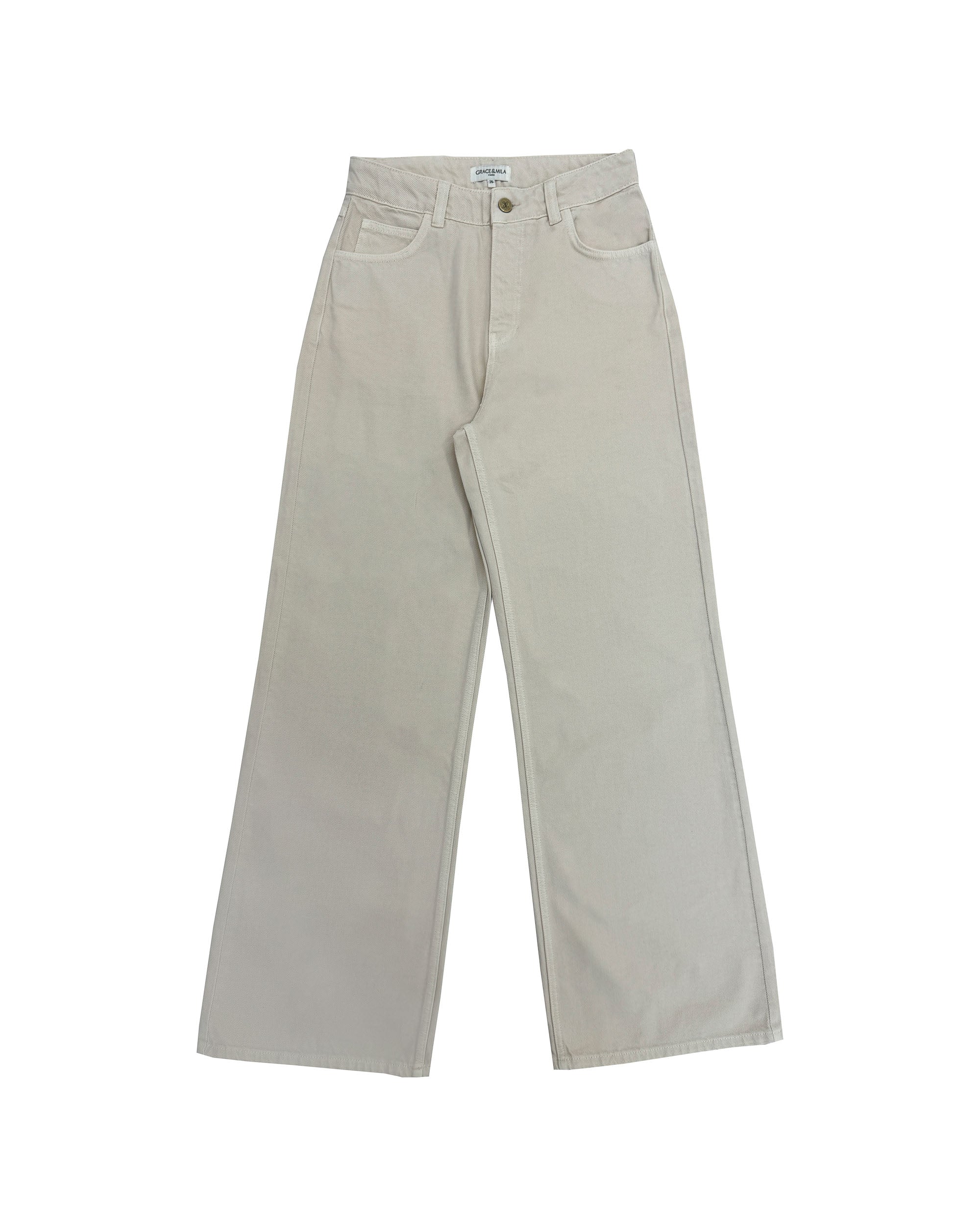 Beige Wide-Leg Jeans James