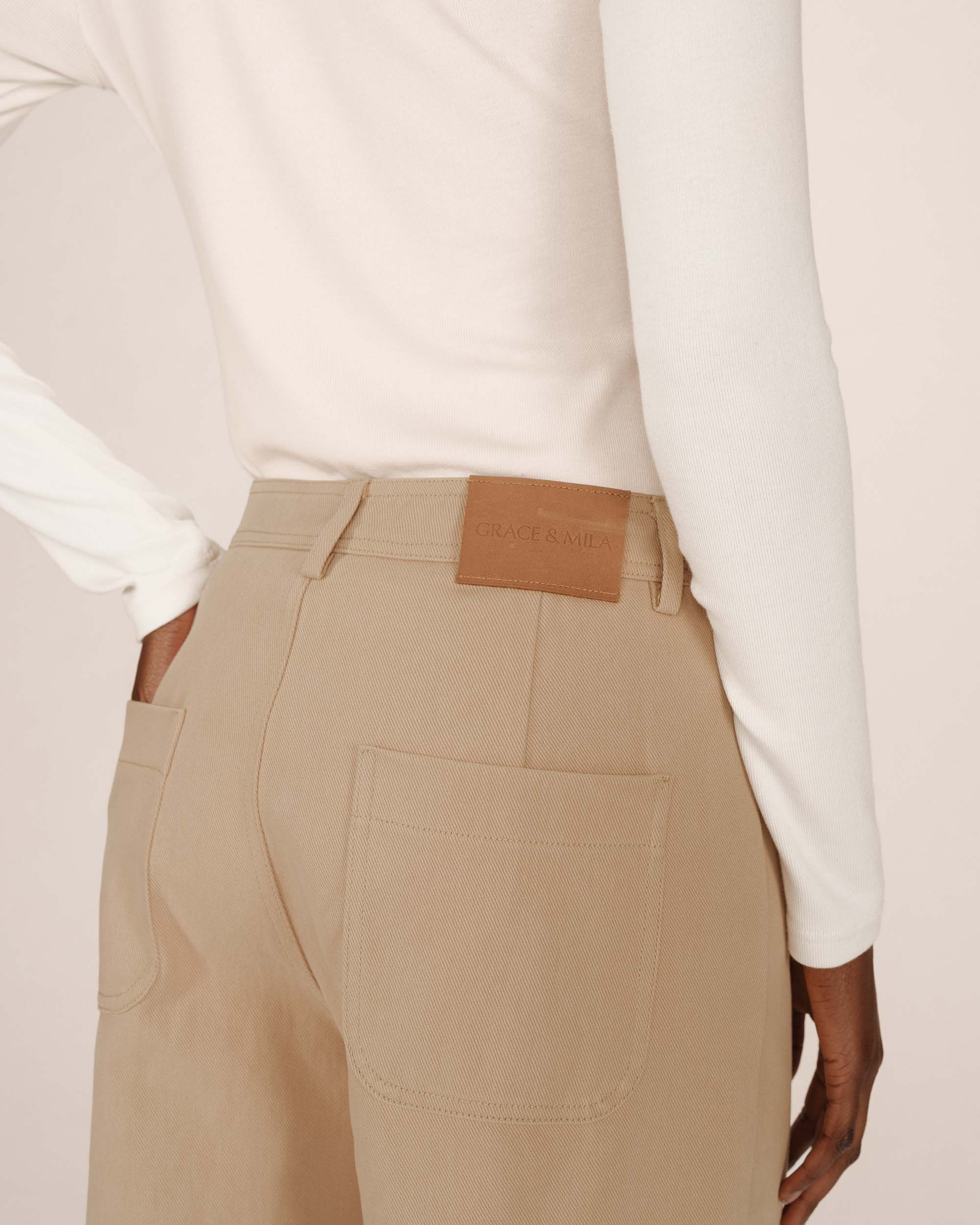 Pantalon Droit 7/8E Sable Sole