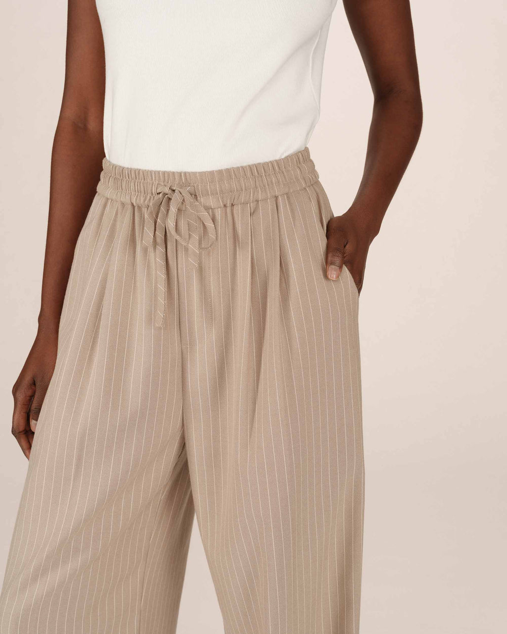 Striped Trousers Greige Stay