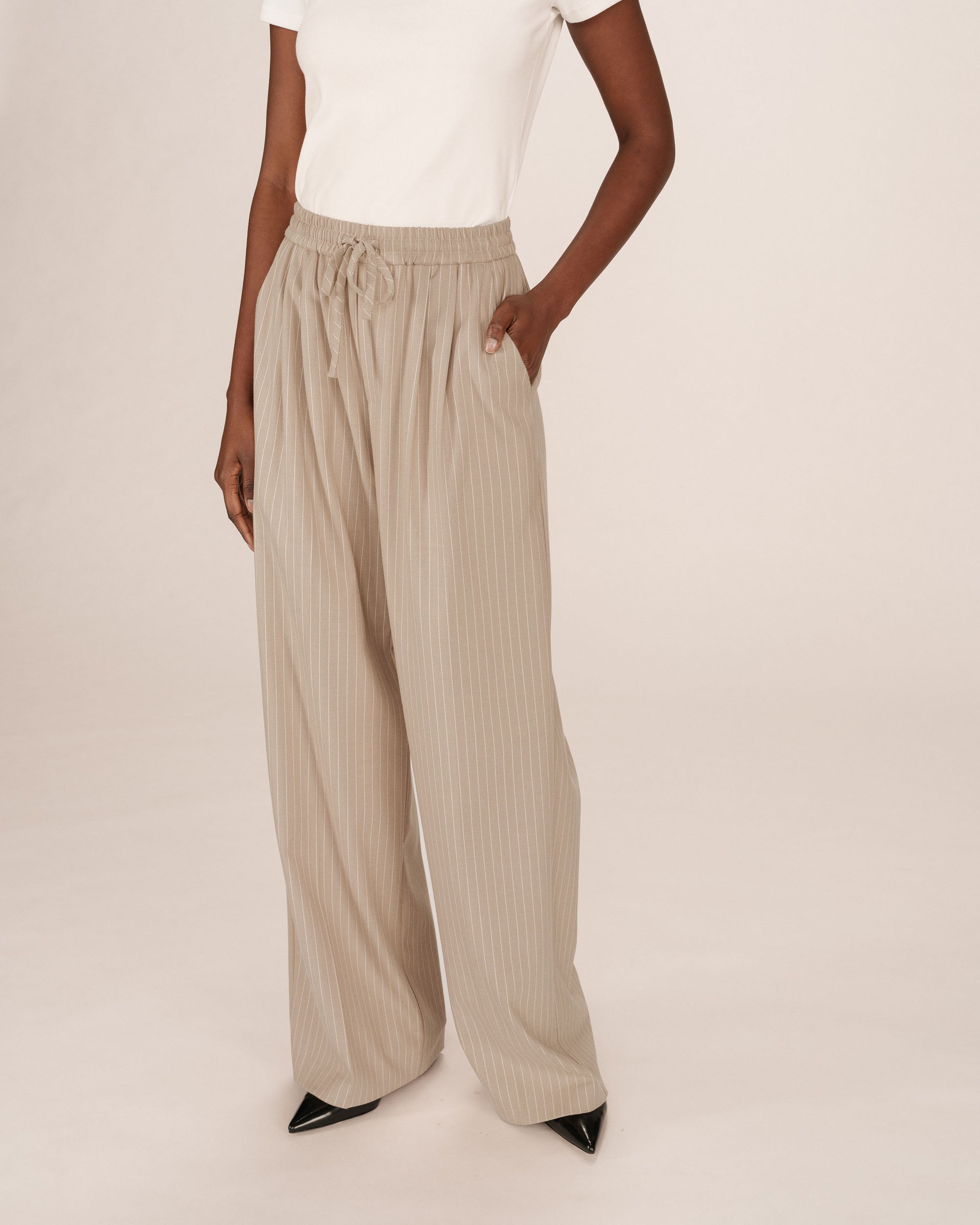 Striped Trousers Greige Stay