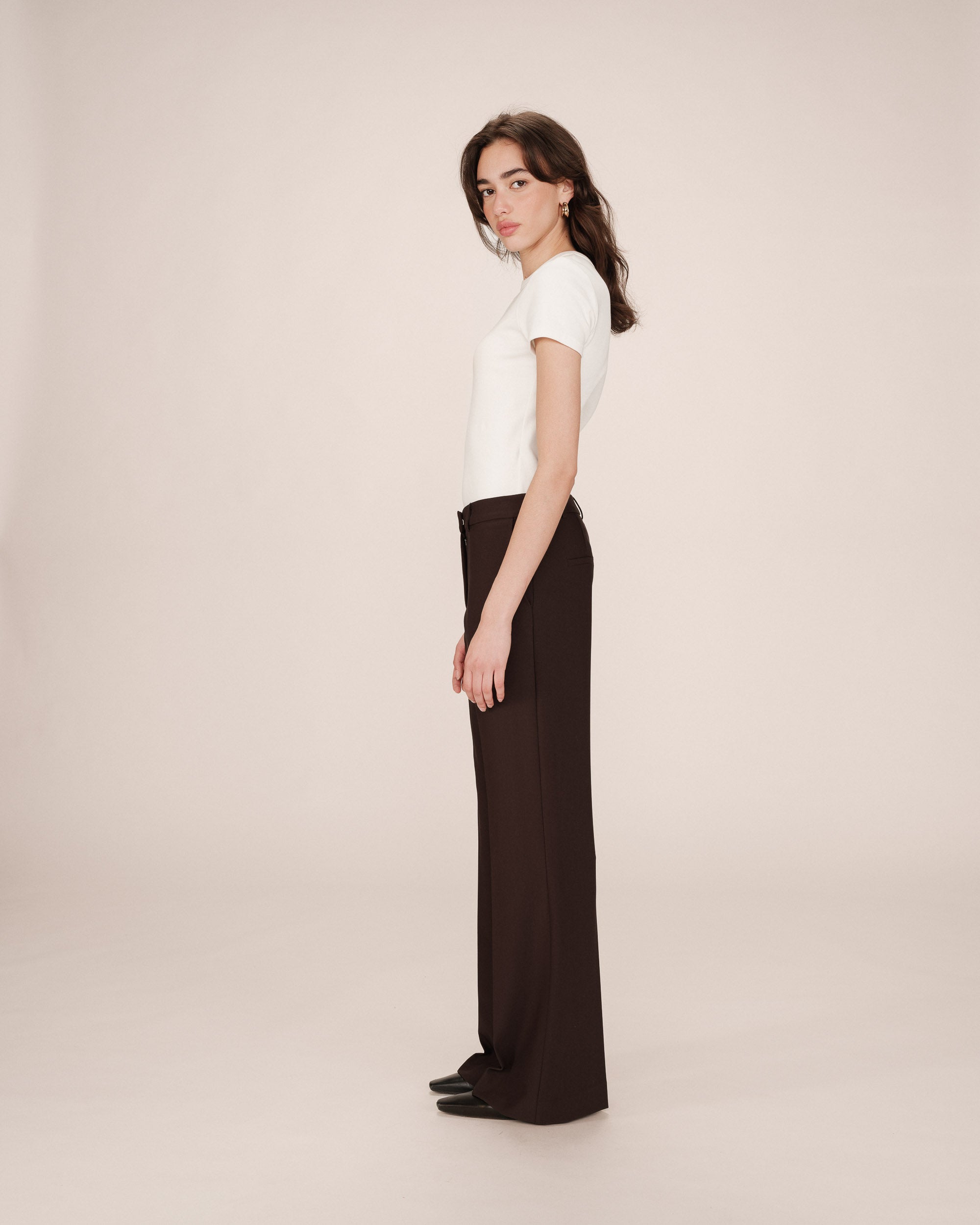 Pantalon Tailleur Evase Chocolat Singer