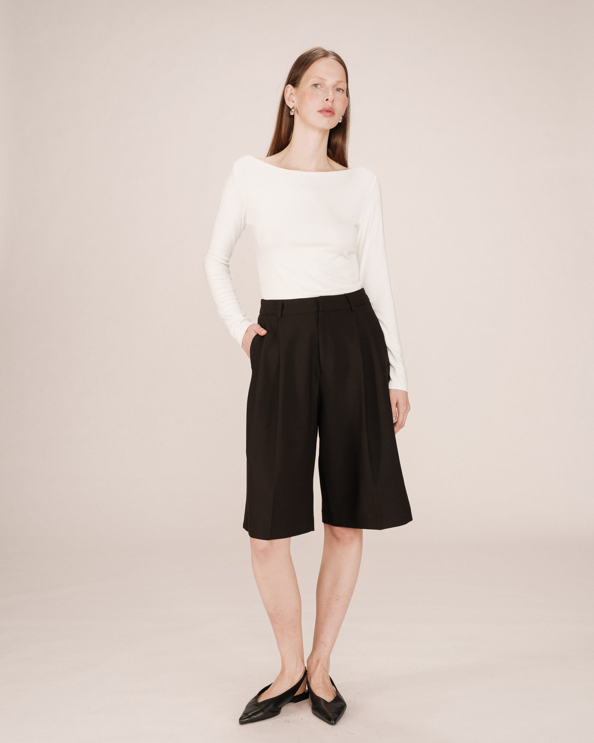Long Black Bermuda Shorts Sergio
