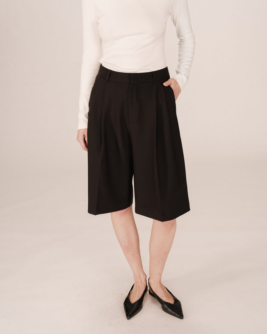 Long Black Bermuda Shorts Sergio