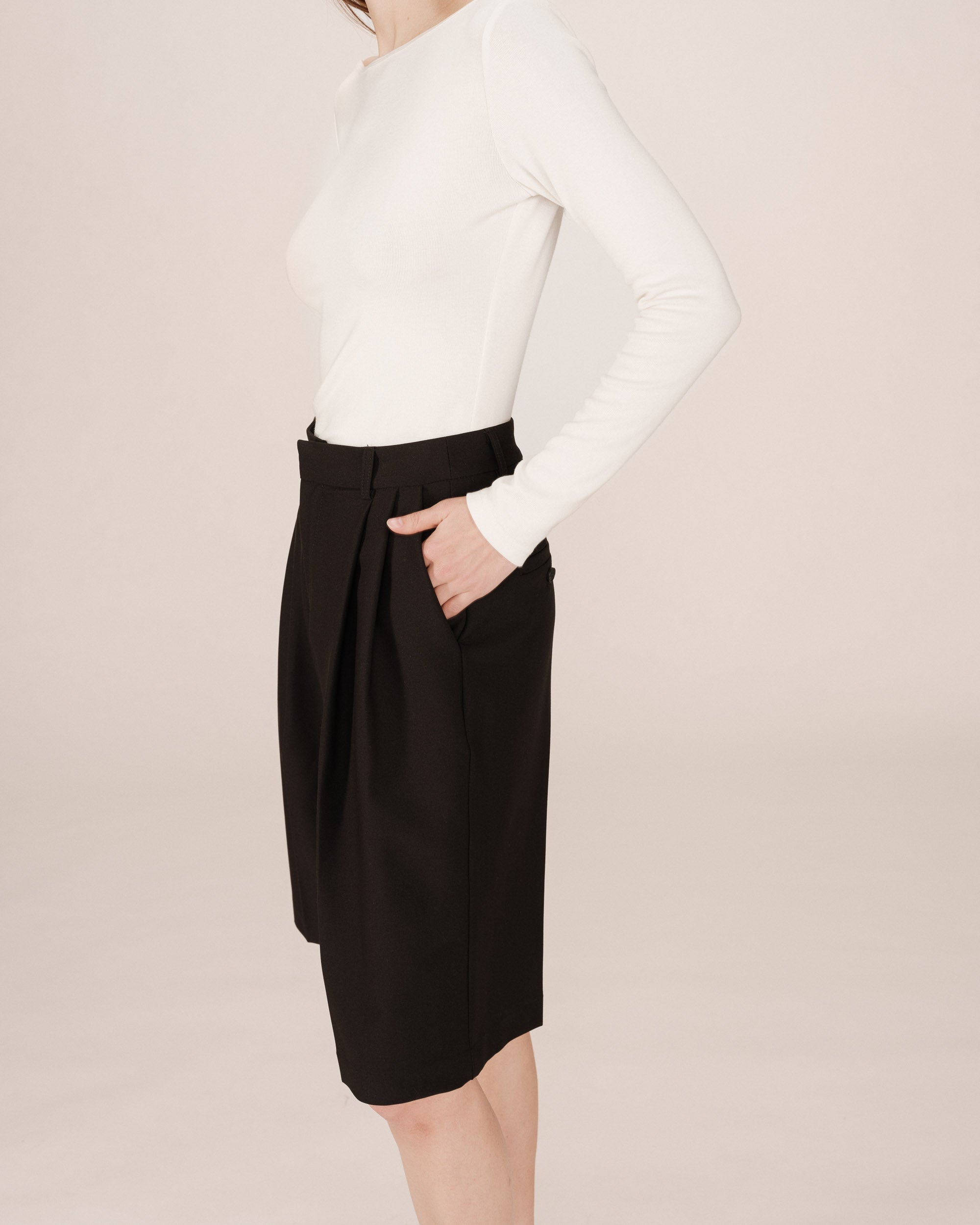 Long Black Bermuda Shorts Sergio