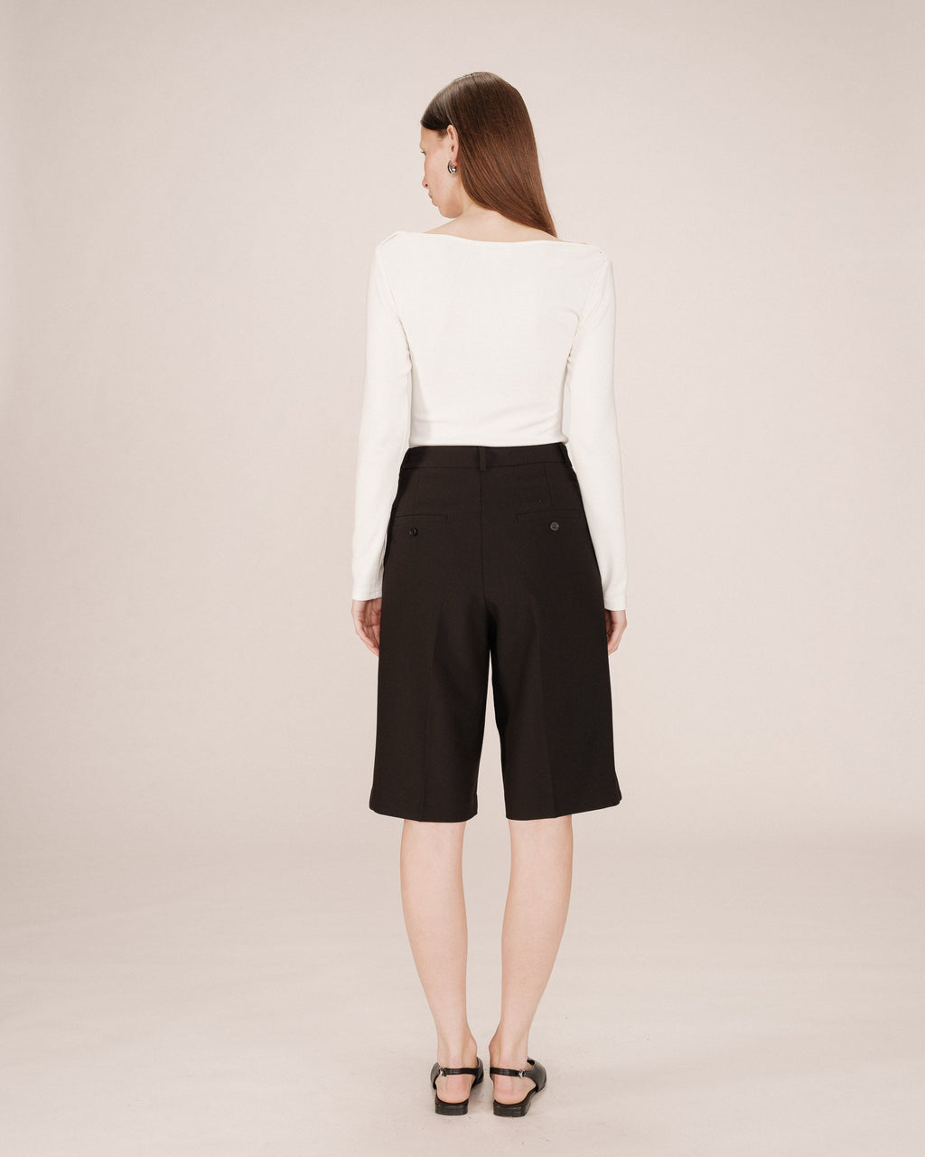 Long Black Bermuda Shorts Sergio