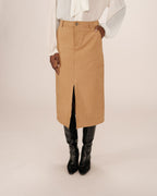 Long Suedette Skirt Ochre Sorry