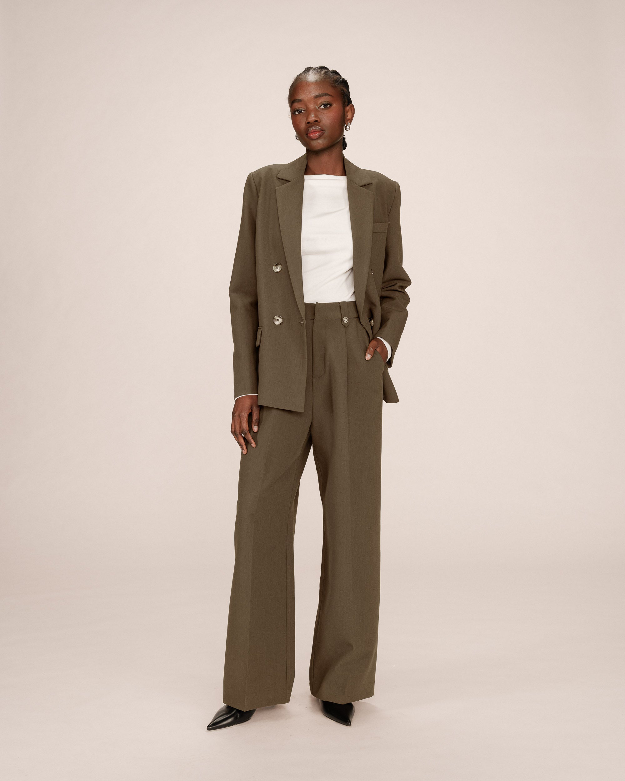 Pantalon Tailleur Vert Foret Septime