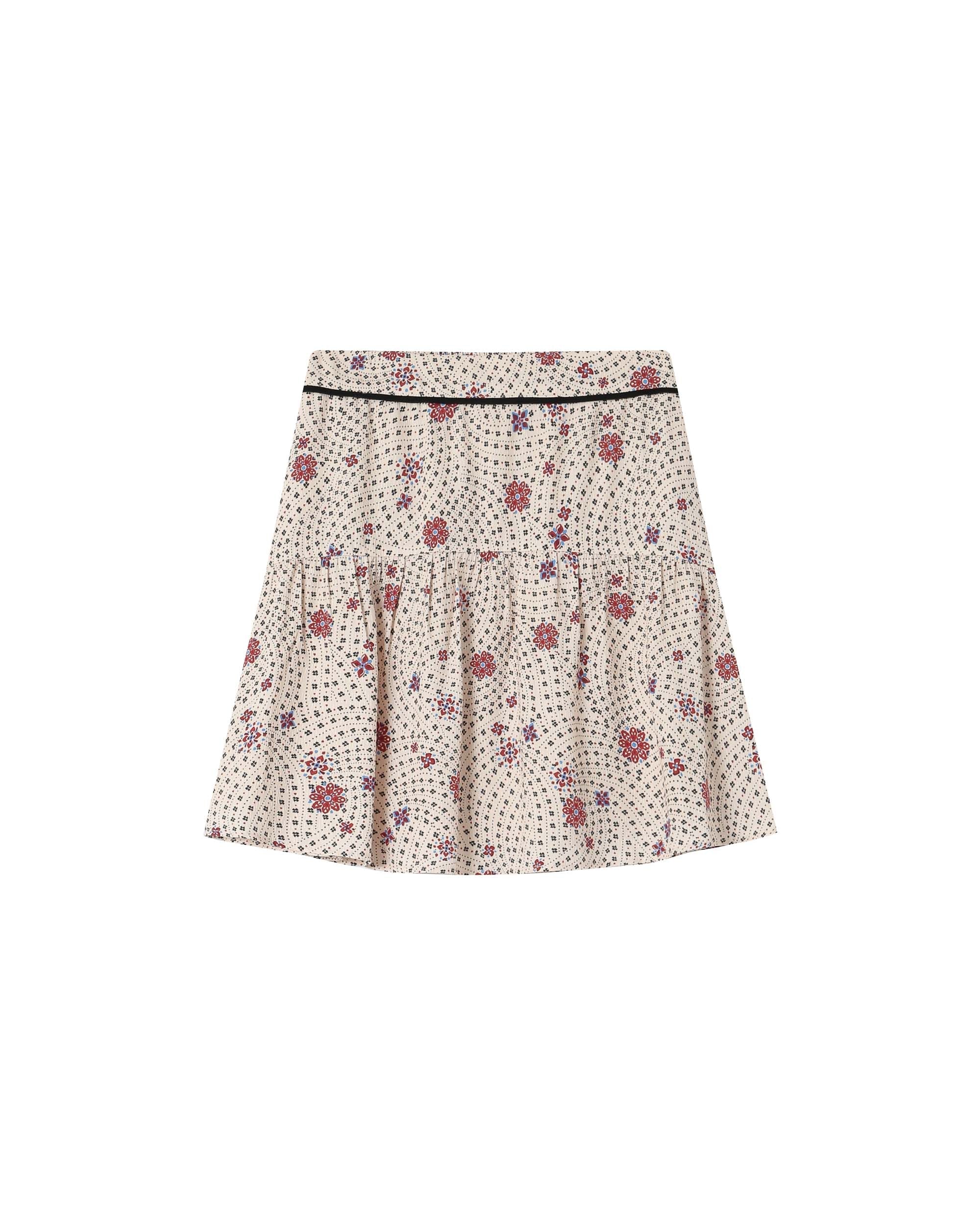 Jupe Imprimée Fleurs Ecru Staicy