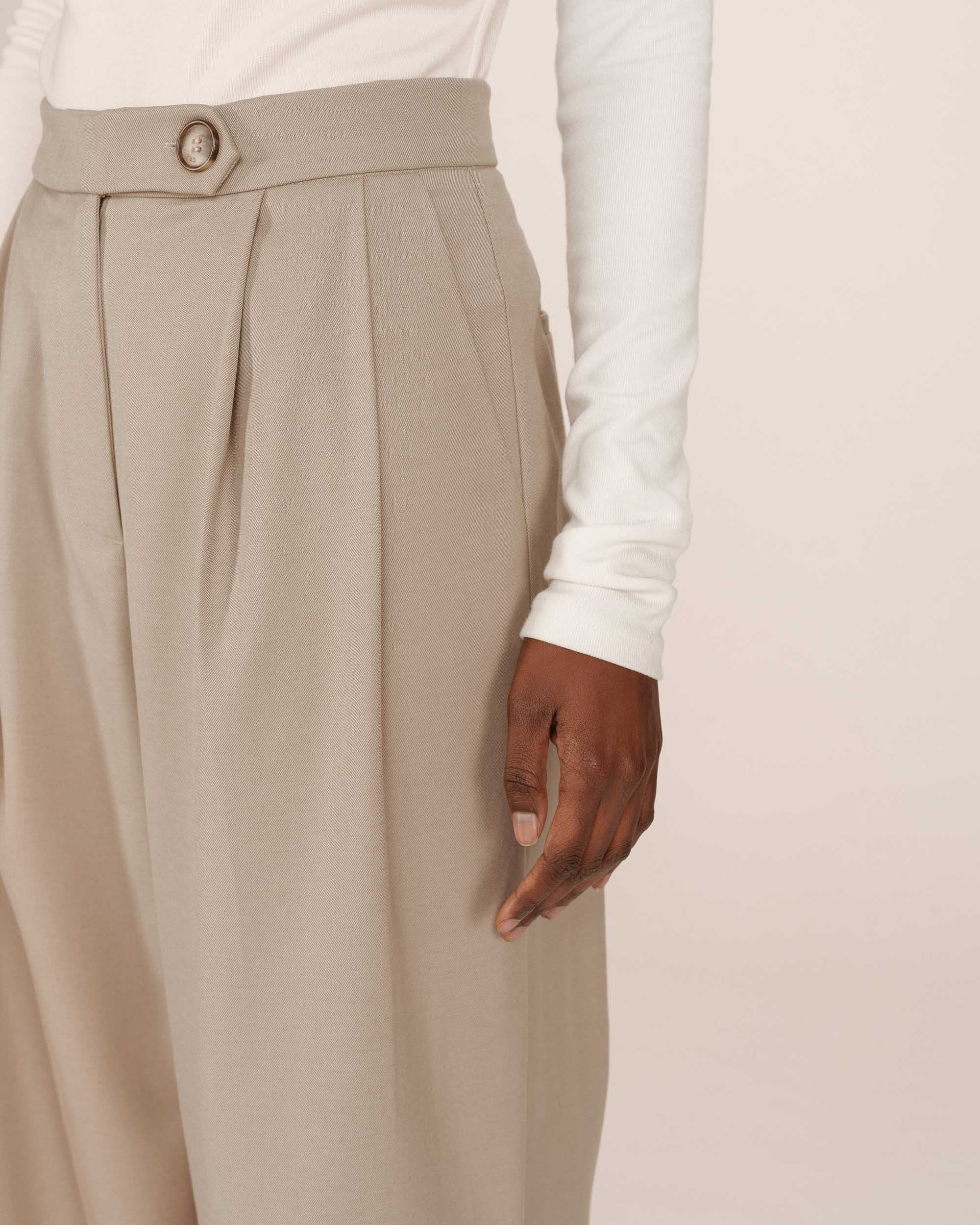 Pantalon Tailleur Greige Strokes