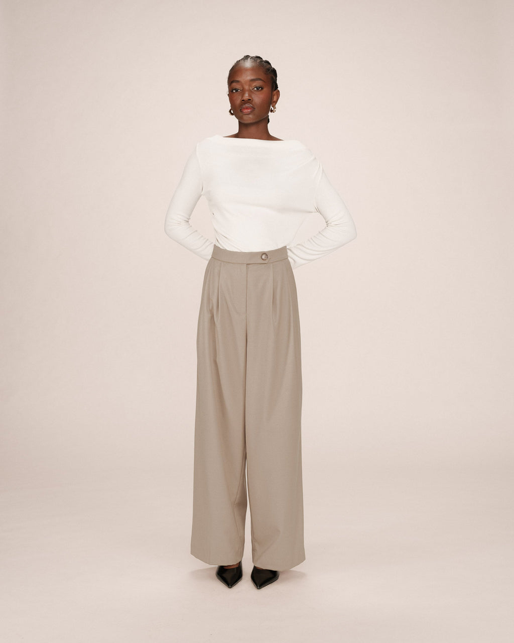 Pantalon Tailleur Greige Strokes