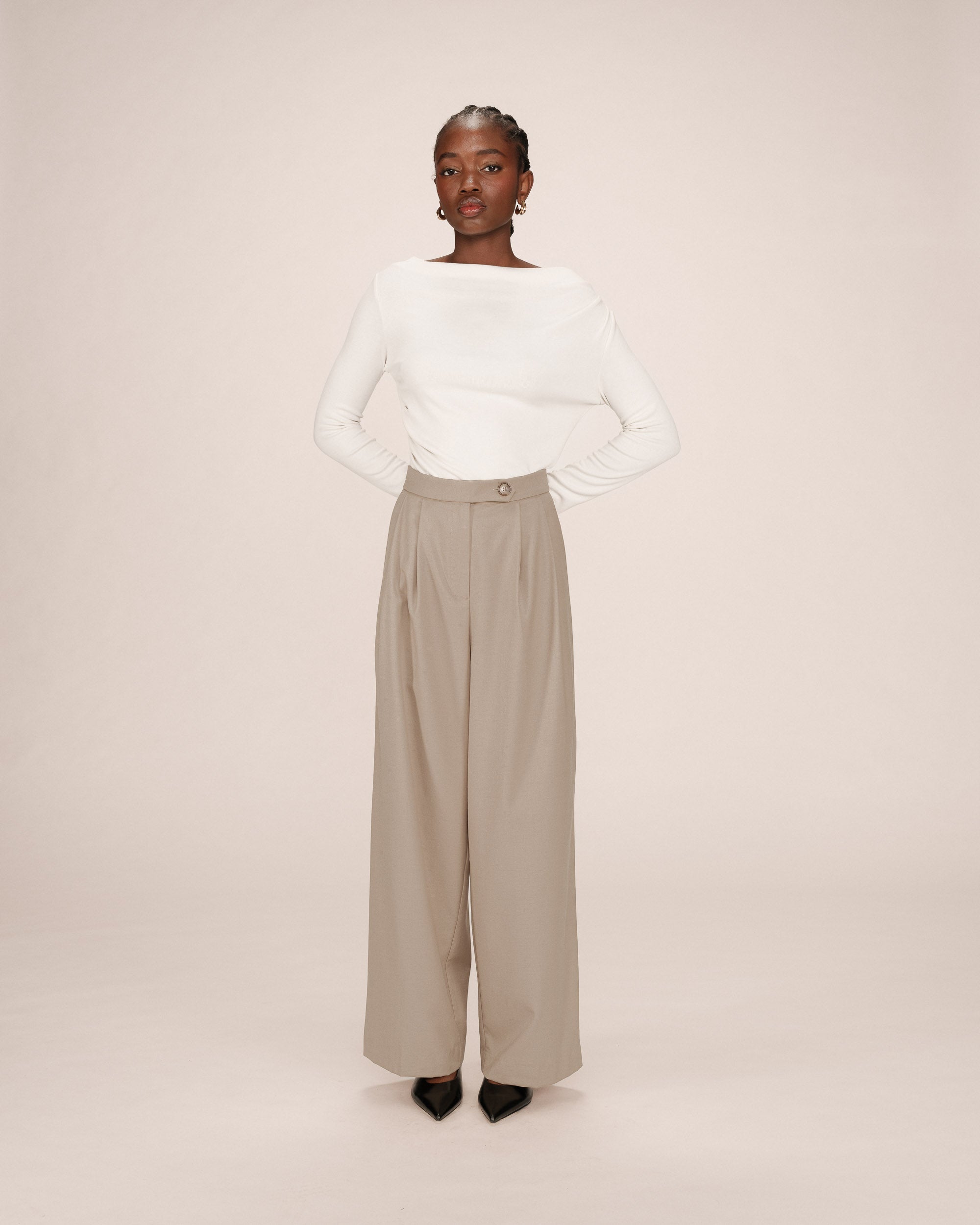 Pantalon Tailleur Greige Strokes