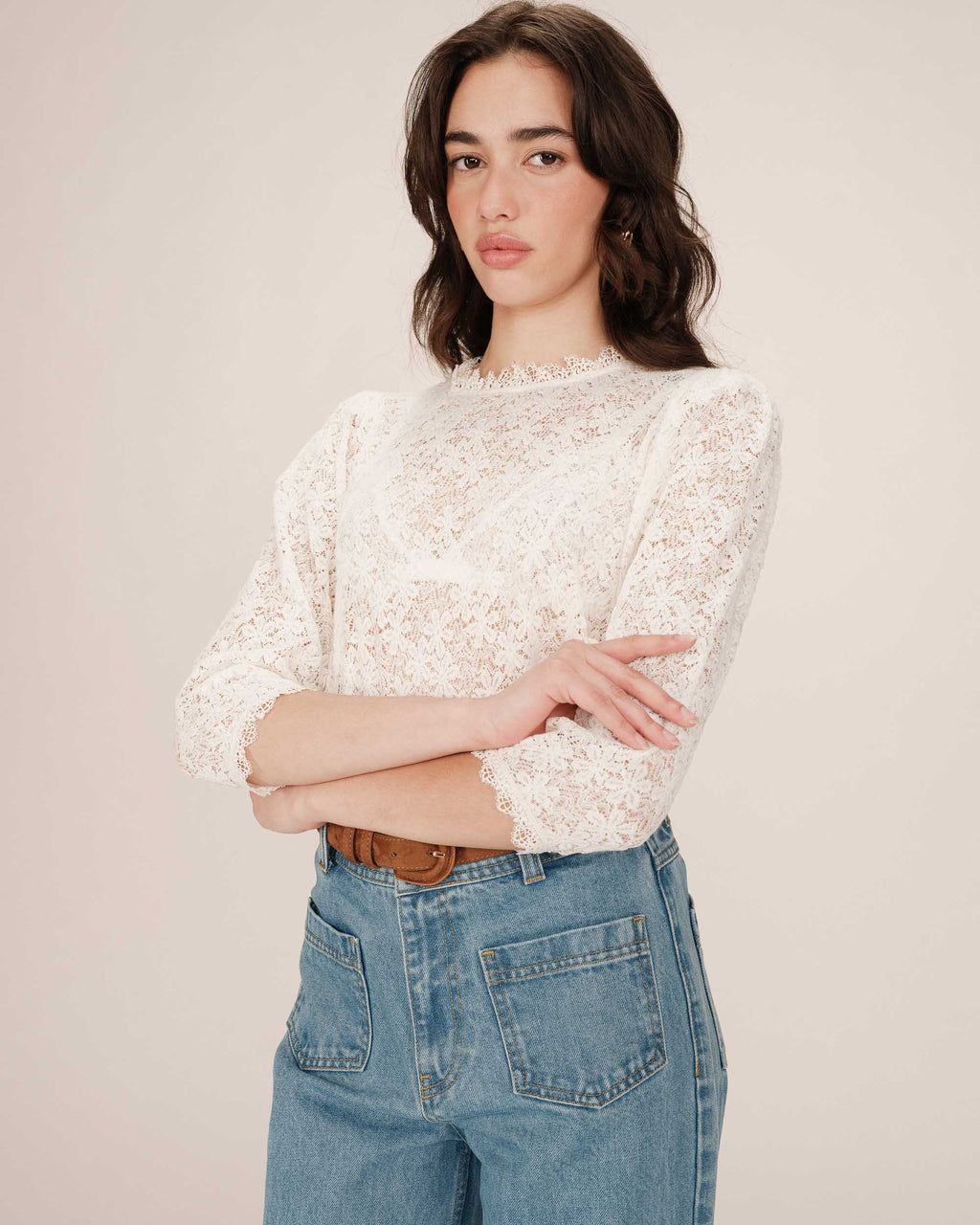Blouse Col Montant Ecru Stella