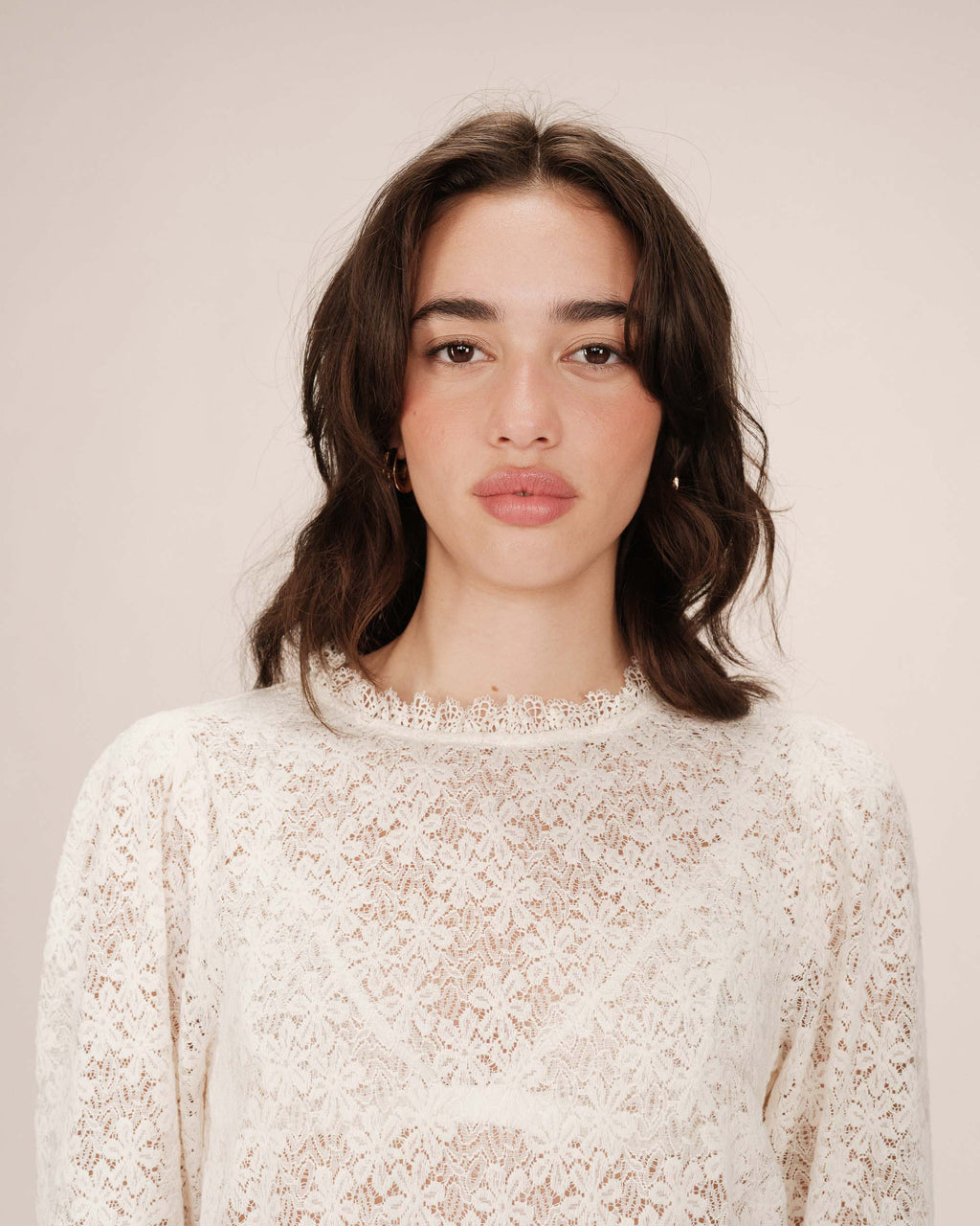 Blouse Col Montant Ecru Stella