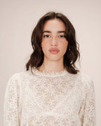 Blouse Col Montant Ecru Stella