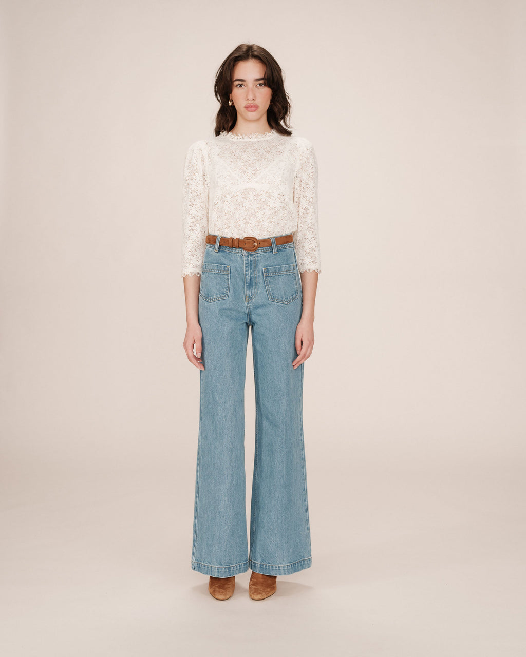 Blouse Col Montant Ecru Stella