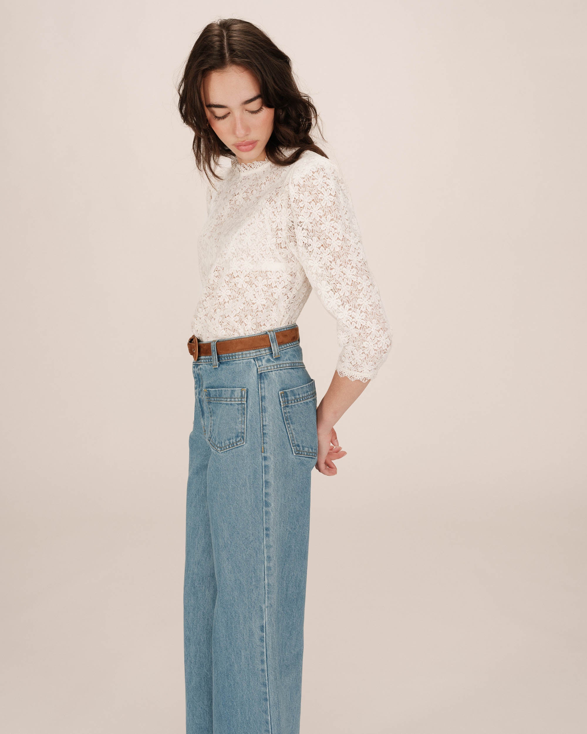 Blouse Col Montant Ecru Stella