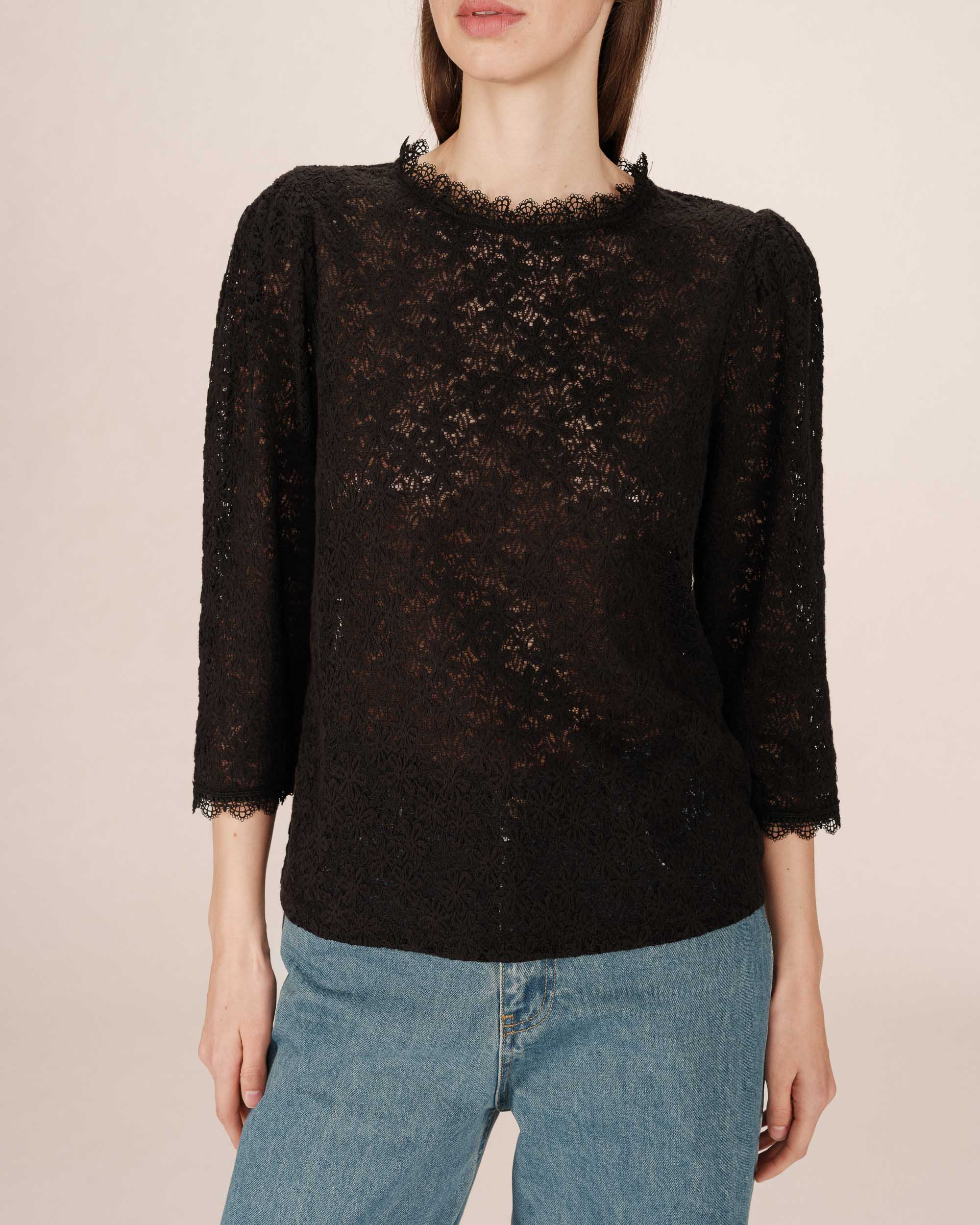 Black High-Neck Blouse Stella