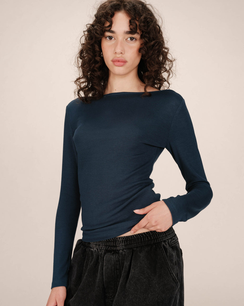 Stanley Petrol Blue Boat Neck Top