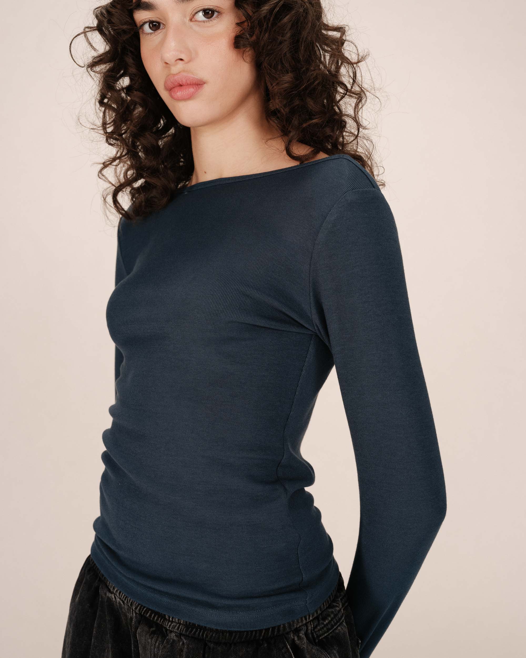 Stanley Petrol Blue Boat Neck Top