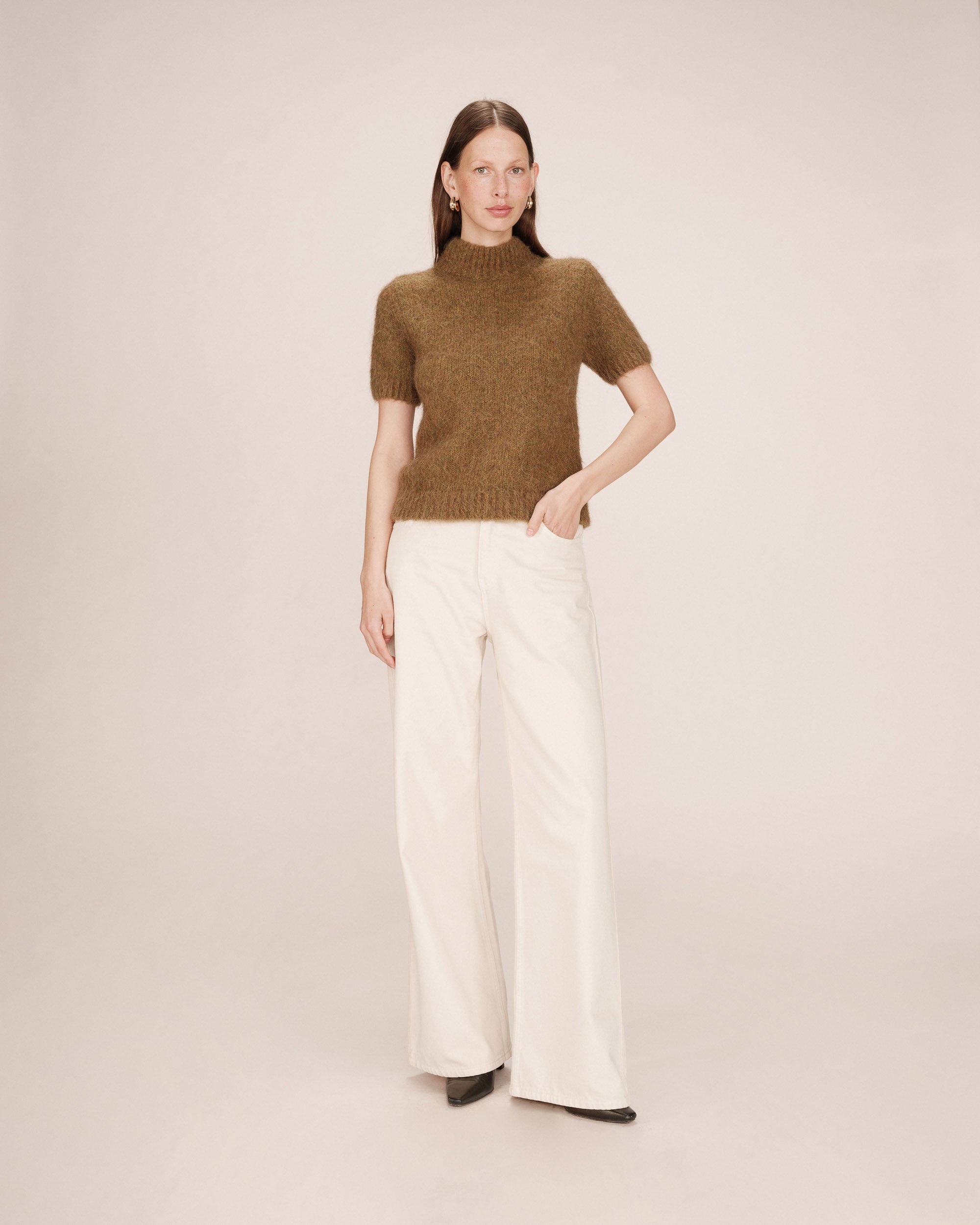 Olive Funnel Neck Jumper Saule