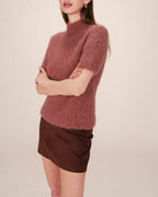 Pull Col Montant Terracotta Saule