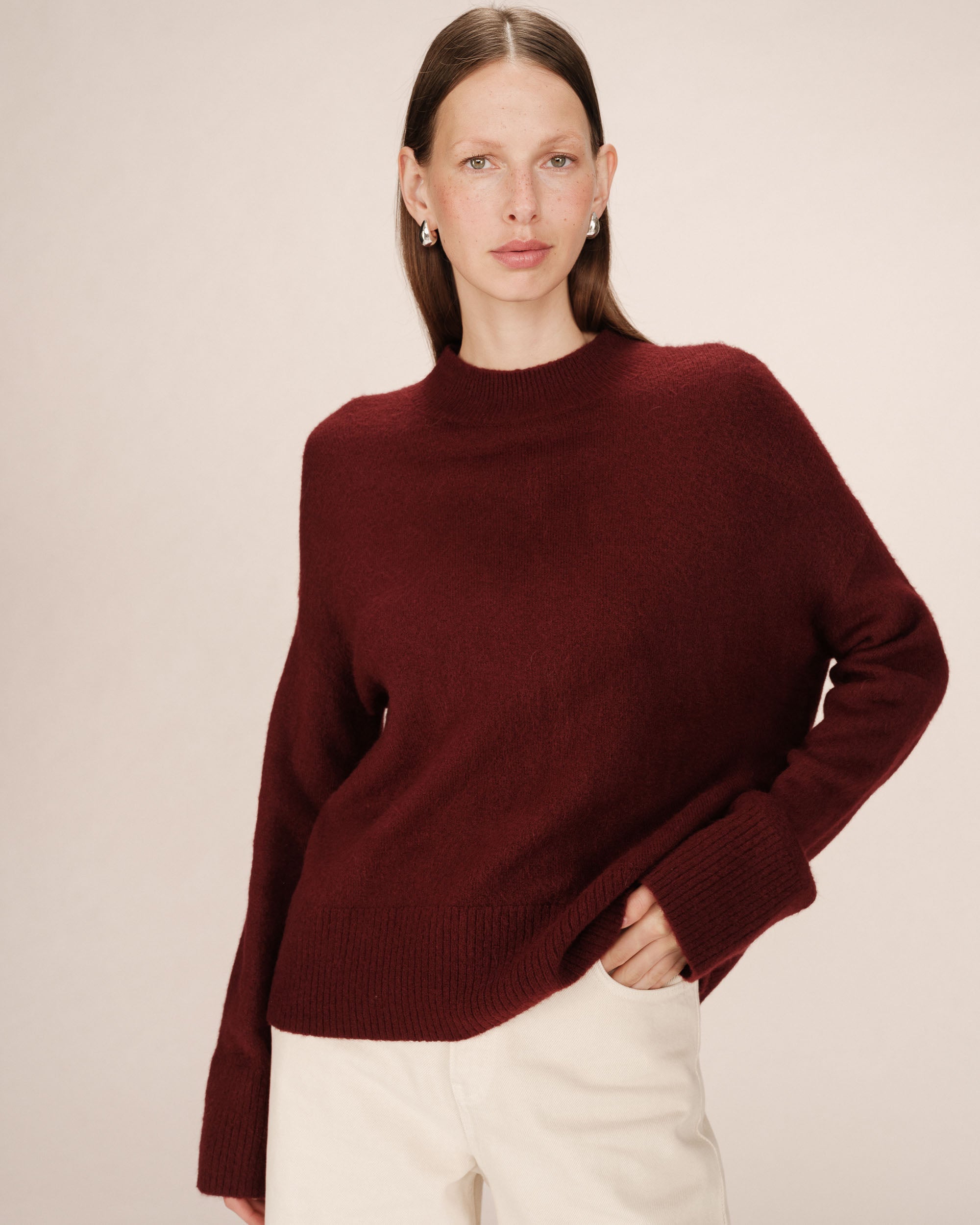 Pull Col Montant Bordeaux Salty