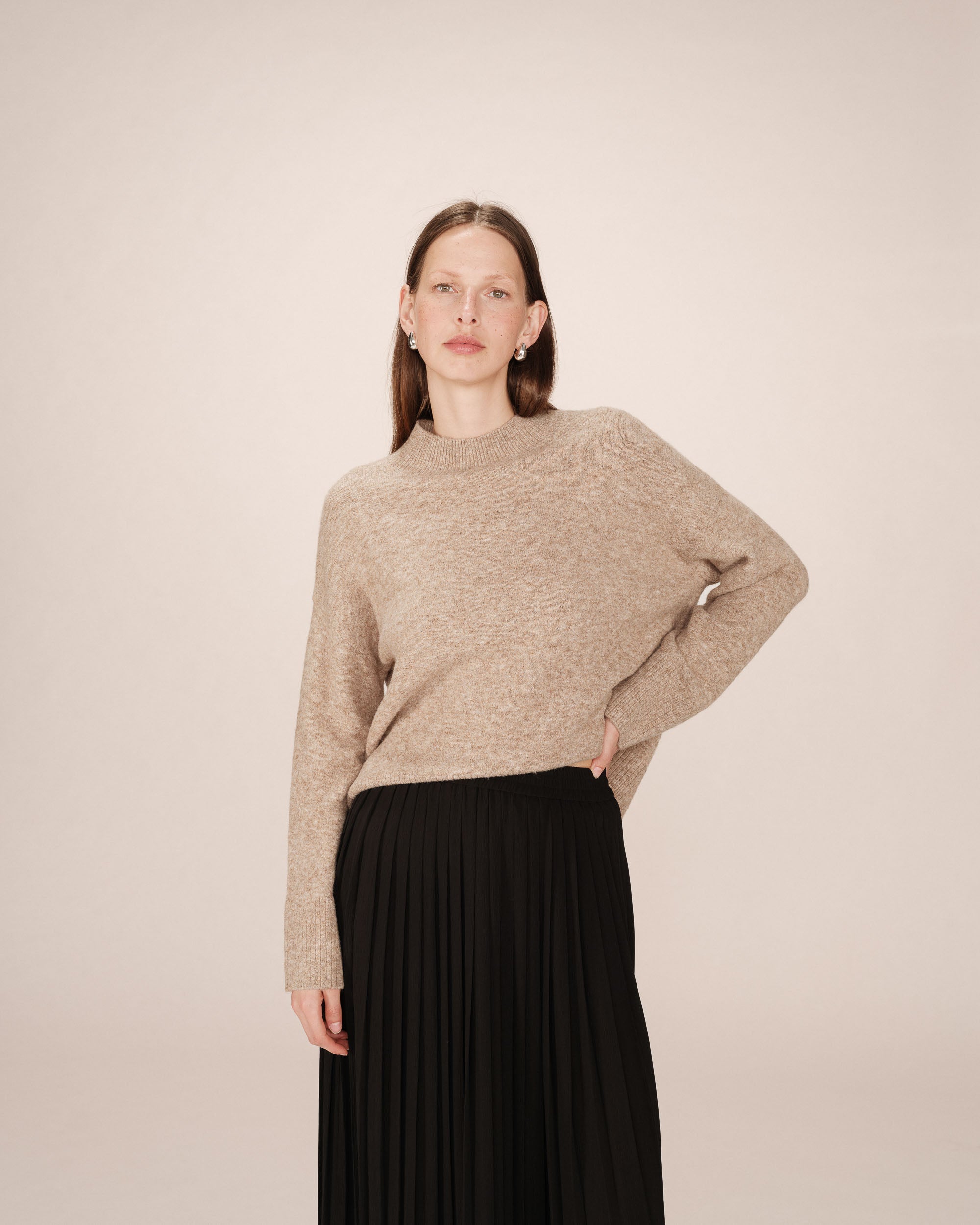 High-Neck Jumper Greige Salty