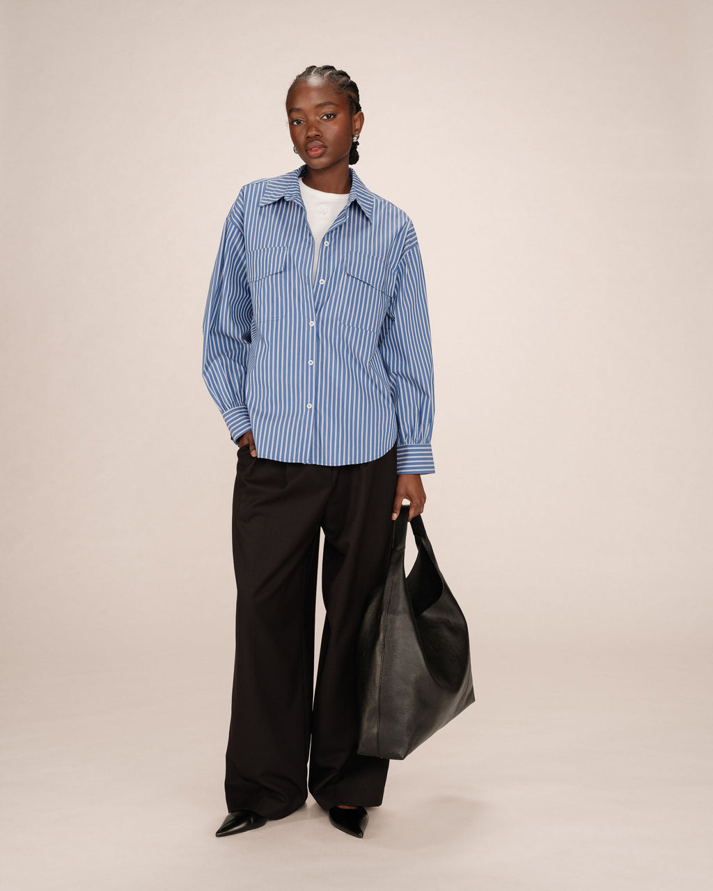 Chemise A Rayures Bleu Fossile Sorbet